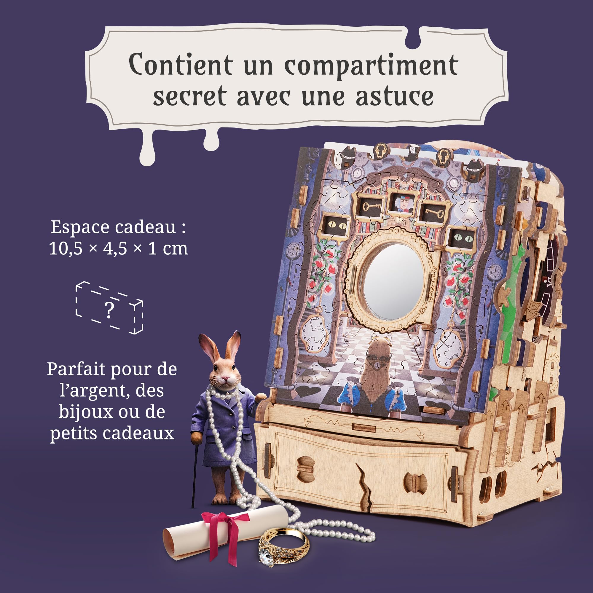 iDventure Wonderbox of Alice | Escape Room Jeu avec puzzle | Jeu familial aventure Alice au pays des merveilles | Puzzle en bois 3D | Boîte cadeau | Coffre au trésor | Boîte à puzzles pour adultes et