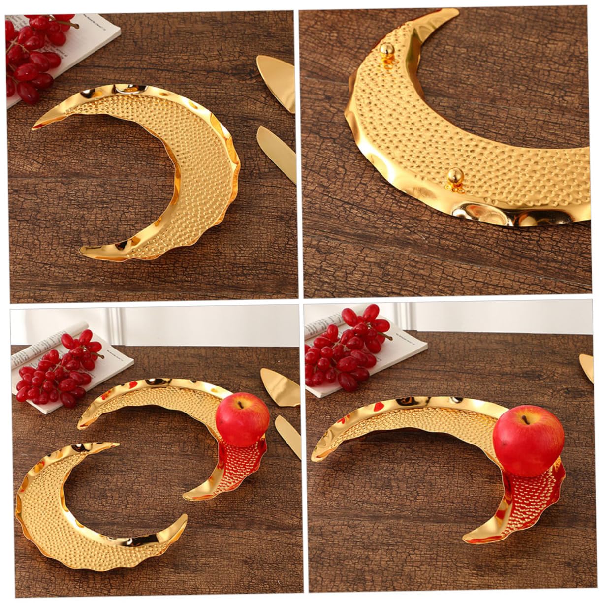 Plato de Servicio Forma de Luna Europeo Bandeja Multifuncional para Aperitivos Dulces y Frutas Decorativo y Resistente para Cocina y Restaurante