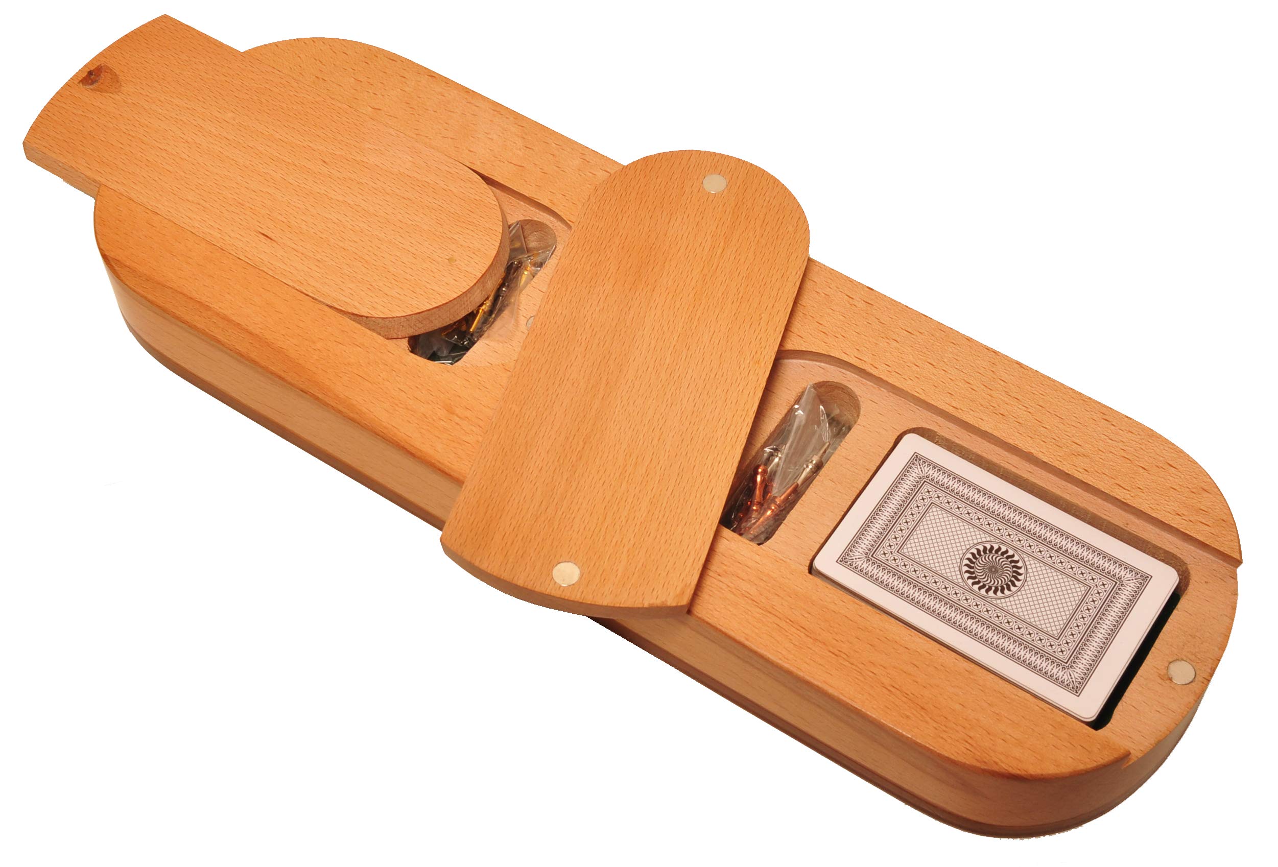 PALM ROYAL HANDICRAFTS Zestaw 4-torowych drewnianych desek do kołyski inkrustowany palisandrem i drewnem klonowym z śledziami i kartami. Dostępne przechowywanie. Tablica do łóżeczka dla 4 graczy (38 x