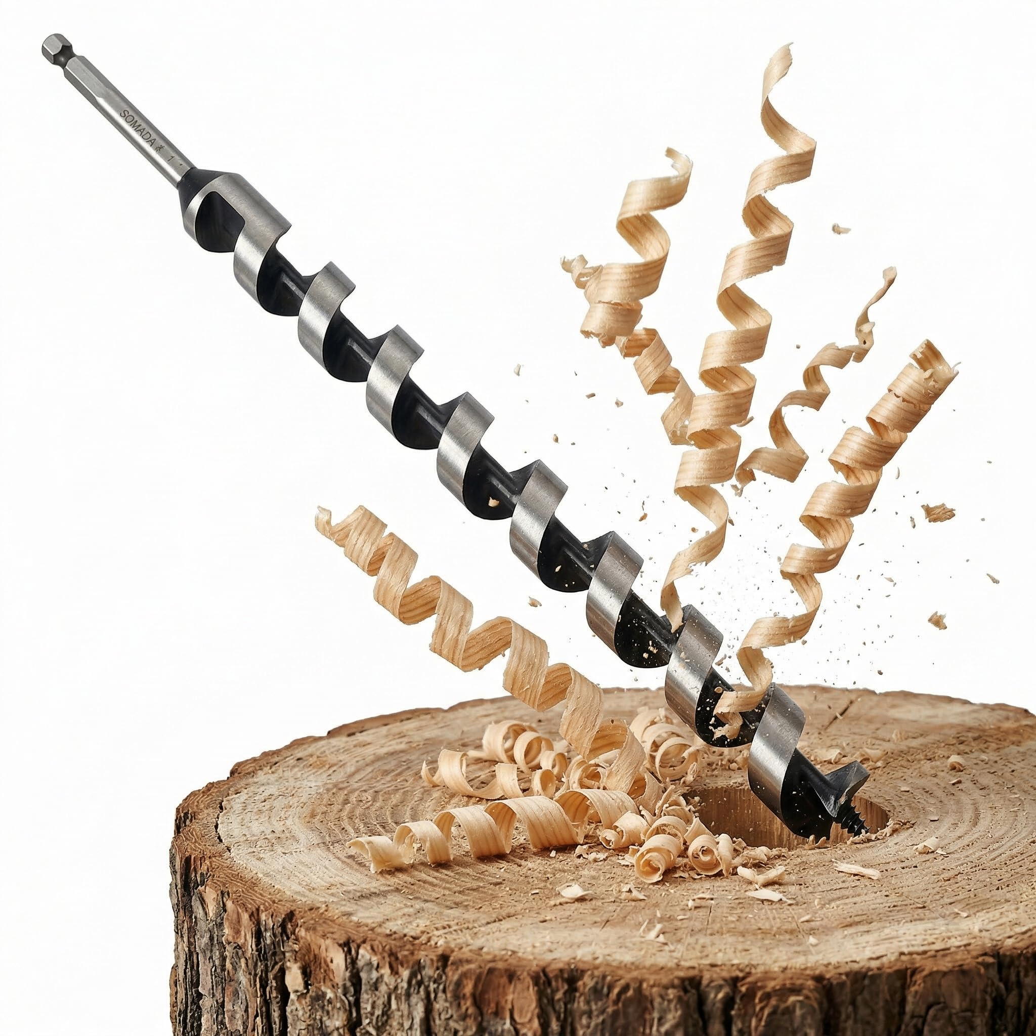 Photo 1 of SOMADA 1-Inch x 17-Inch Auger Drill Bit for Wood, Quick Change Hex Shank 3/8-Inch One Piece, Ship Auger Long Drill Bit for Soft and Hard Wood, Plastic, Drywall and Composite Materials