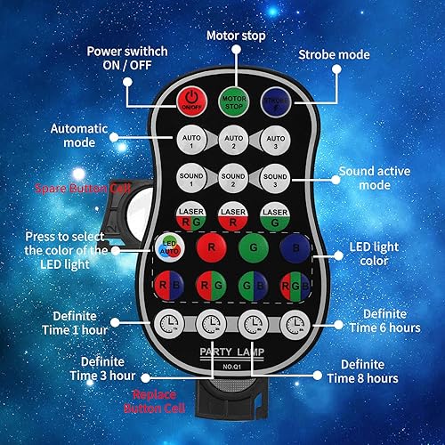 Miniatura 3 de POCOCO Luces de fiesta de escenario de discoteca para DJ, luz láser, activada por sonido, proyector estroboscópico RGB con control remoto para