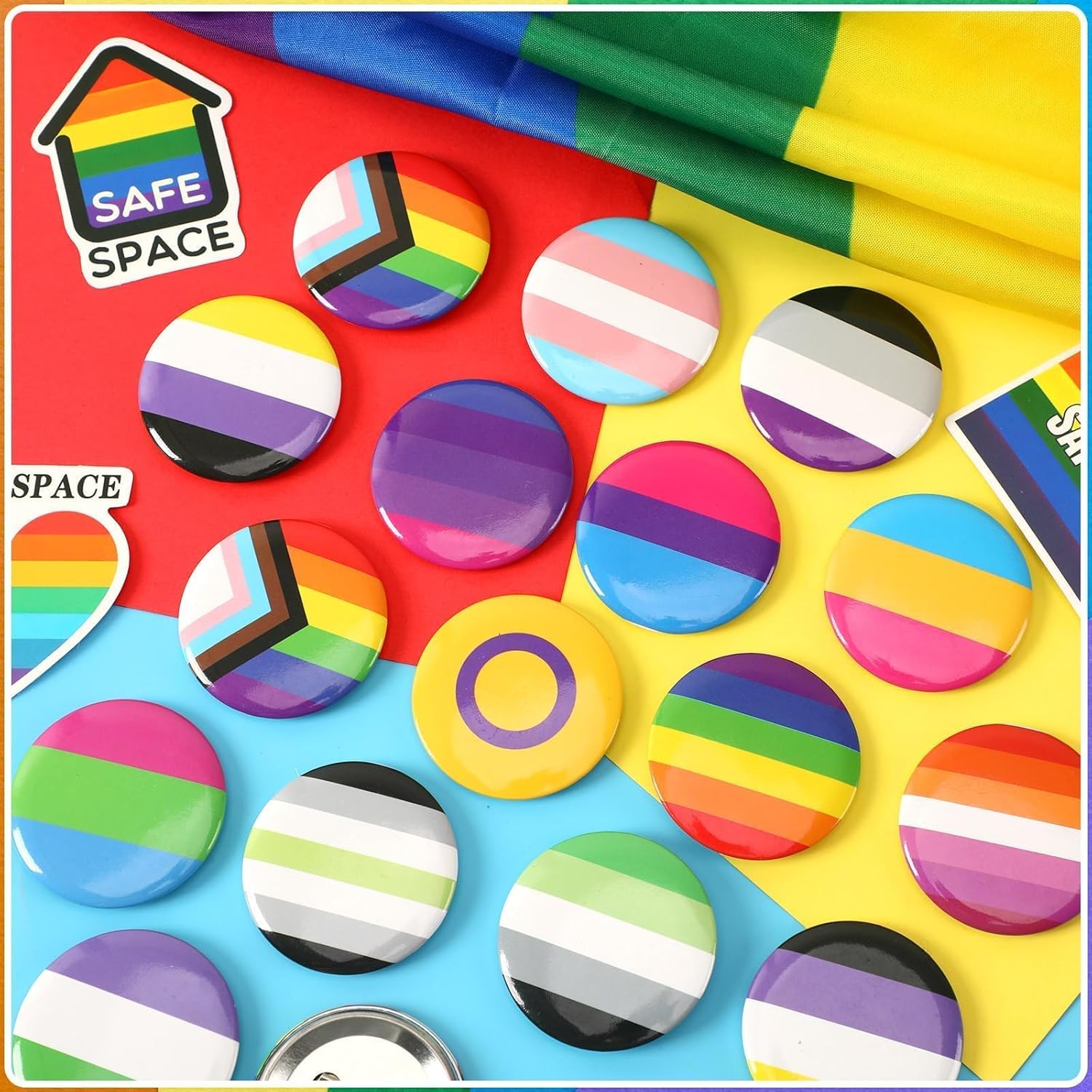 SEPGLITTER Rainbow LGBT Pins - 54pcs Pride Day Buttons & Brooch Pins for Pride Parades & Parties - Image 3