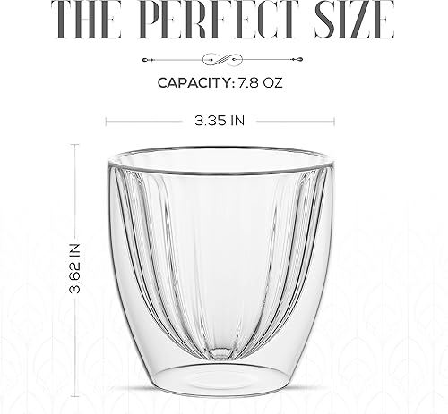 Miniatura 5 de Elle Decor Taza de café acanalada de doble pared  Tazas de café de vidrio acanalado  Tazas de café de café aisladas, transparentes, taza de té,