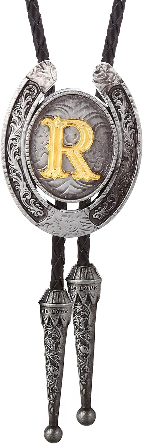 HUABOLA CALYN Vintage Bolo Tie for Men- Initial Letter ABCDMJR to Z Western Cowboy Bolo Tie for Women - Image 2