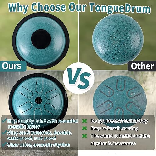 Miniatura 6 de Yahpetes Tambor libre de preocupaciones 5.5 pulgadas de acero tambor de lengua 6 notas instrumentos musicales tambores de mano con tambor de mano