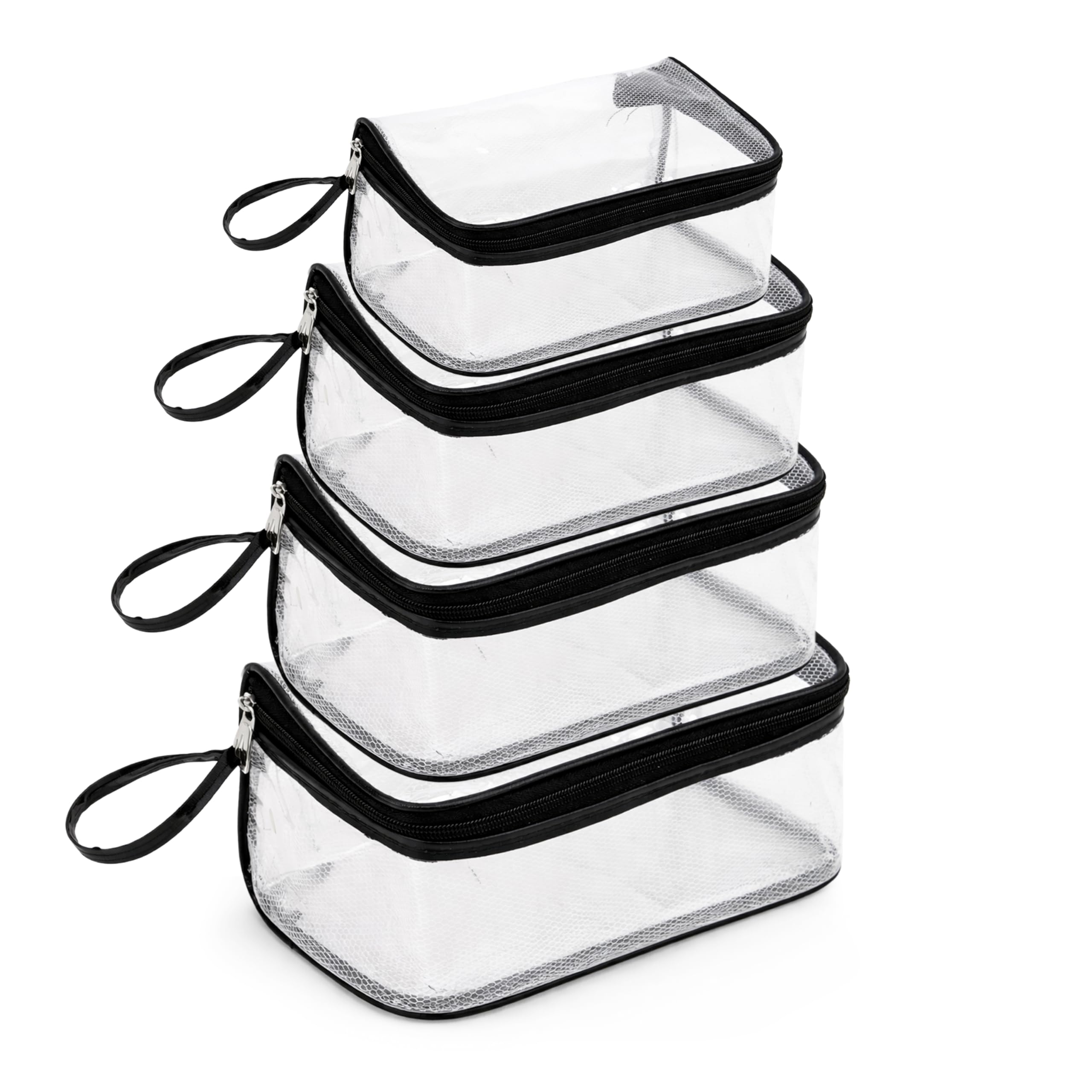 Storite 4-Set Multipurpose Transparent Travel Pouch Makeup Toiletry Kit Bag, Cosmetic Pouch for Women Makeup Organizer Bag Plastic Box Vanity, Shaving Kit Toiletry Bag for Men (4)