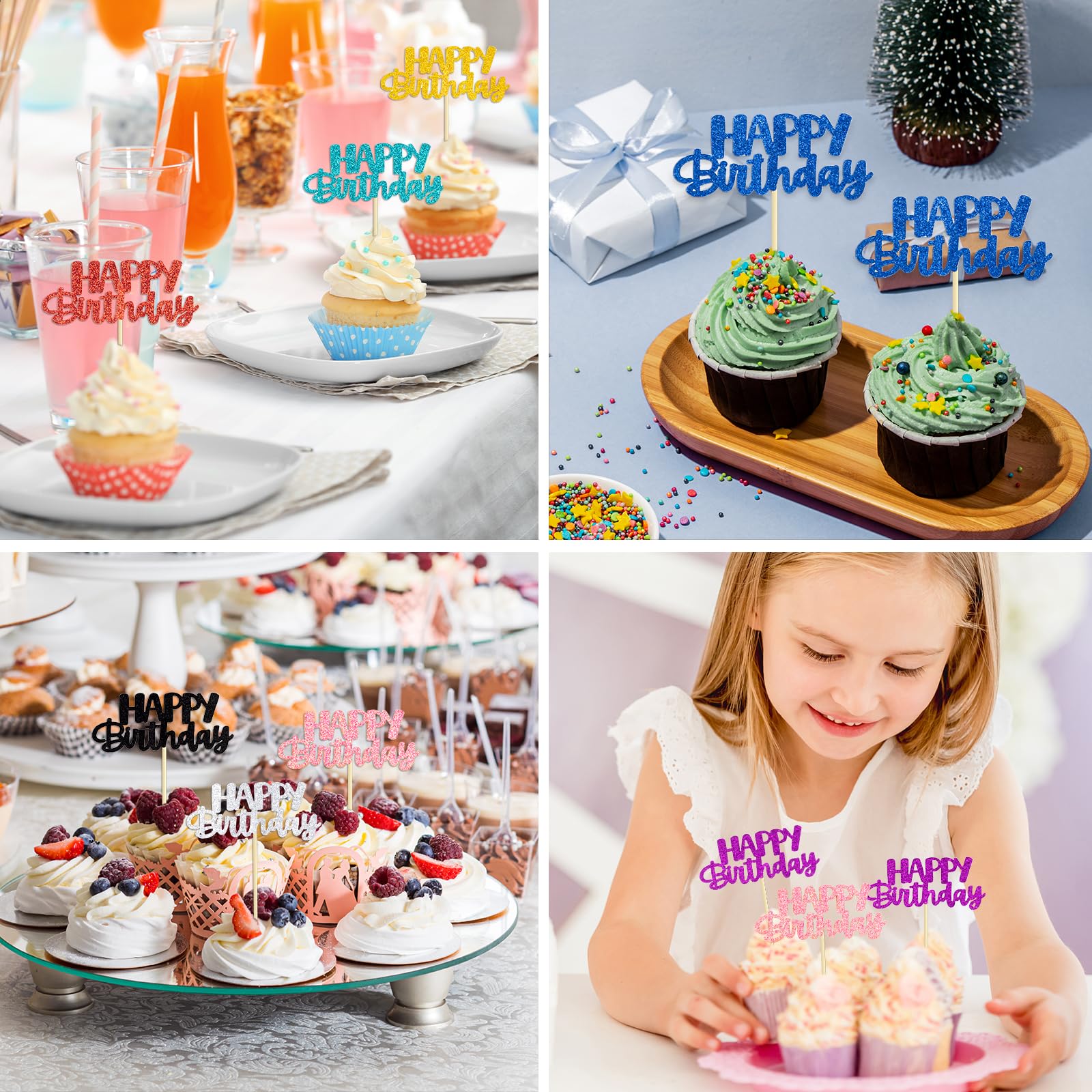 24 Piezas De Adornos Para Cupcakes Para Niños O Niñas, Con Purpurina Para Baby Shower, Decoración De Fiesta De Revelación De Género