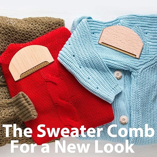 Miniatura 5 de Peine de cachemira de madera de 3 piezas y peine de madera para suéter de madera, paquete combinado de afeitadora de tela para quitar pelusas, peine