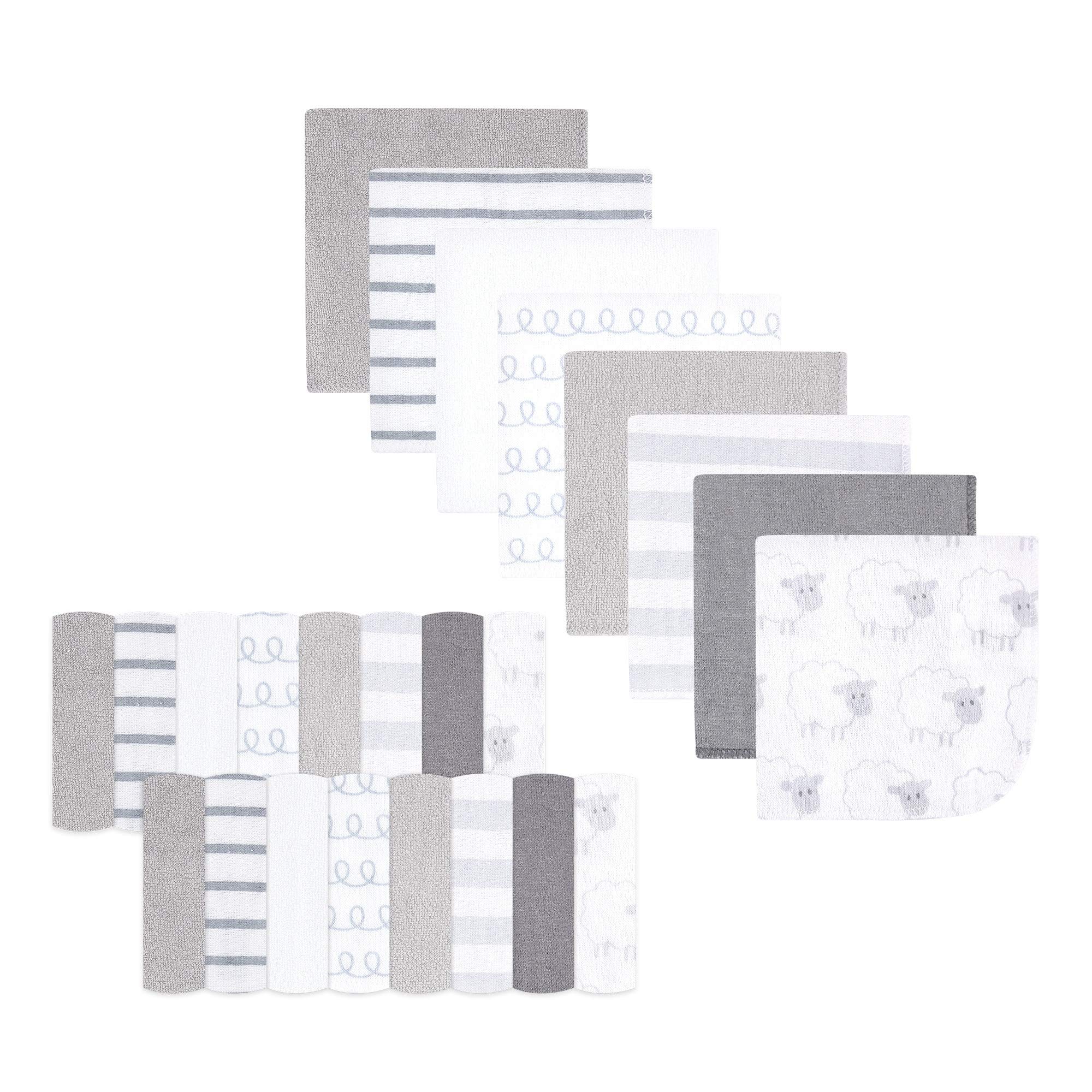 Hudson Baby Unisex Baby Rayon from Bamboo Washcloth Bundle, Gray Sheep, One Size