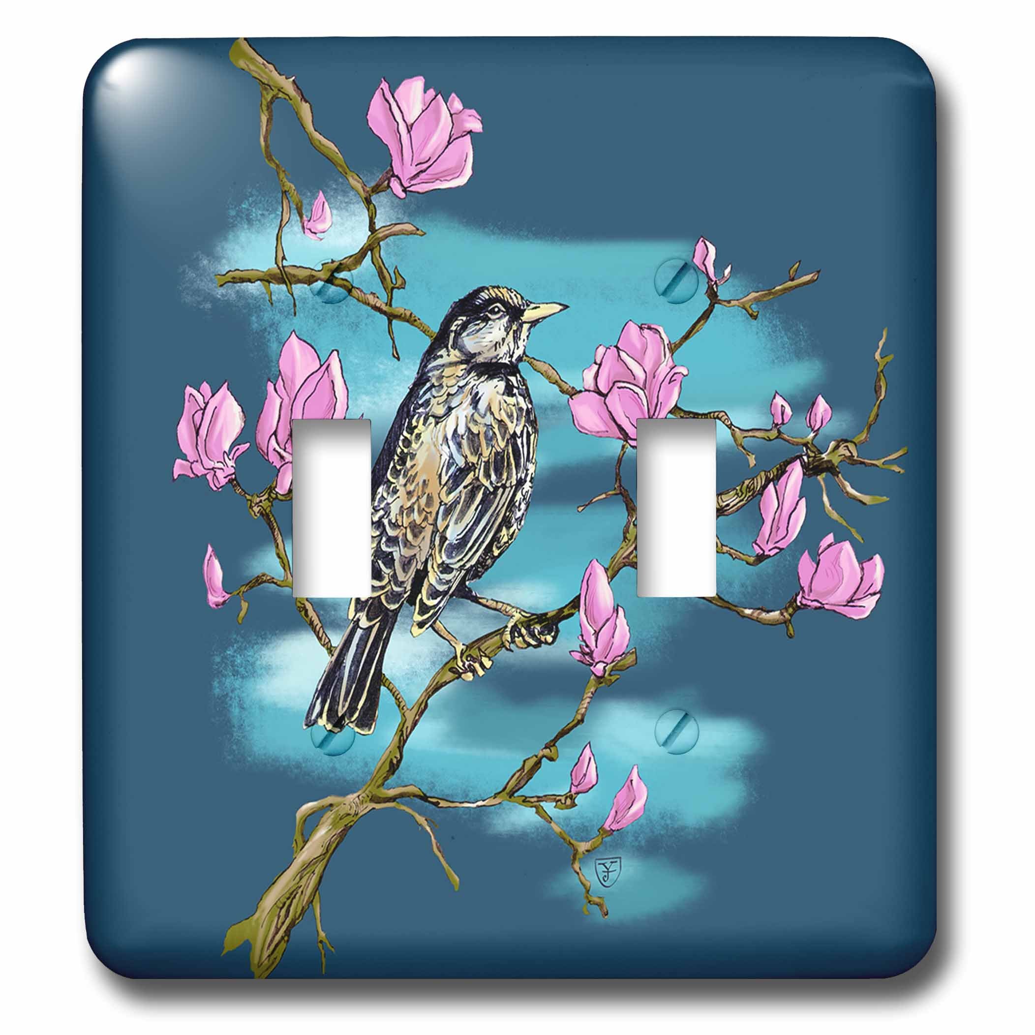 Interrupteur à baïonnette 3dRose LSP_280171_2 oiseau et fleurs de sakura