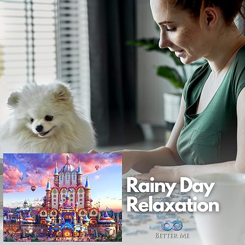 Miniatura 6 de Fantasy Castle - Rompecabezas de castillo de 500 piezas para adultos y niños, ilustración del palacio de la princesa de cuento de hadas caprichoso,