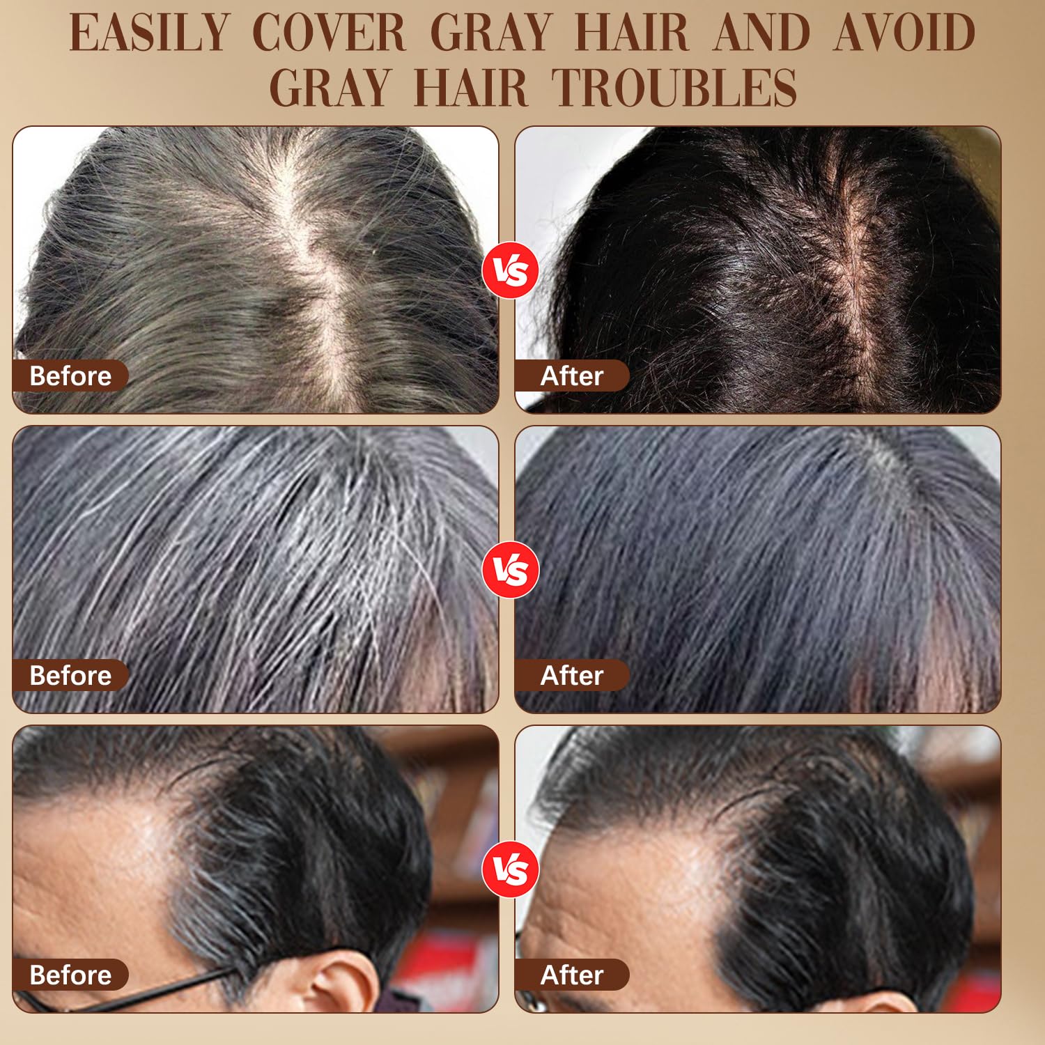 2-in-1 Hair Color Stick & Comb, Waterproof and Sweat-Proof Hair Dye Comb, Instant Convenient Root Touch Up for Gray Hair, Touch up Comb for Women & Men (Black Bronw)