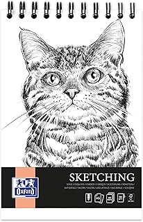 Oxford Artistic - Bloco de desenho (A5, 80 folhas, com espiral, 90 g/m², papel sem ácidos, caderno de desenho com parte traseira estável, caderno de esboços para desenhar e esboços)
