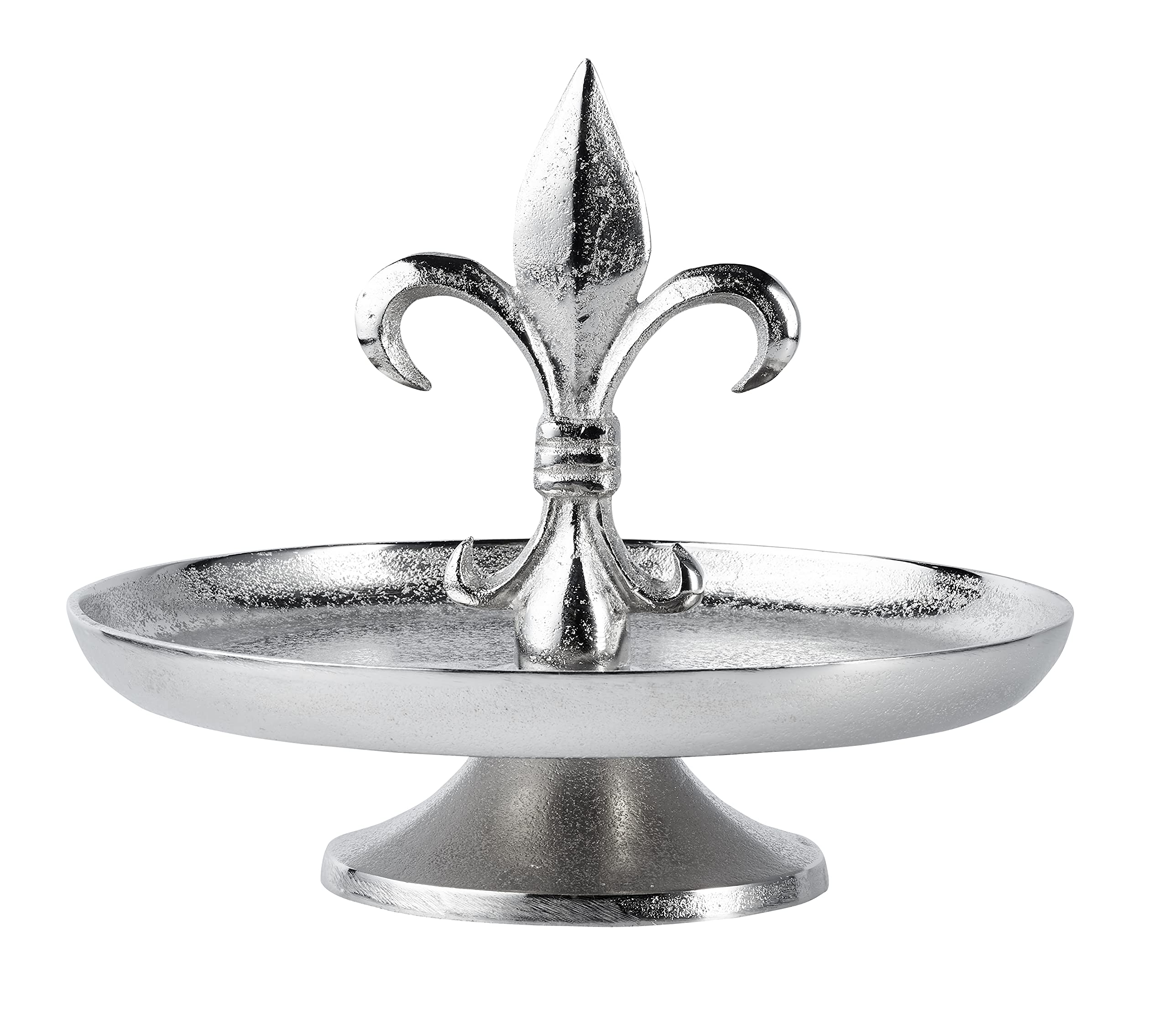 Etagere Lilie Dekoteller Dekoschale Schale - Tischdeko Servierplatte Groß aus Metall Aluminium - Silber Deko Luxus - Tischdeko Hochzeit - Dekoration für Wohnzimmer, Esszimmer oder Küche - 30 cm