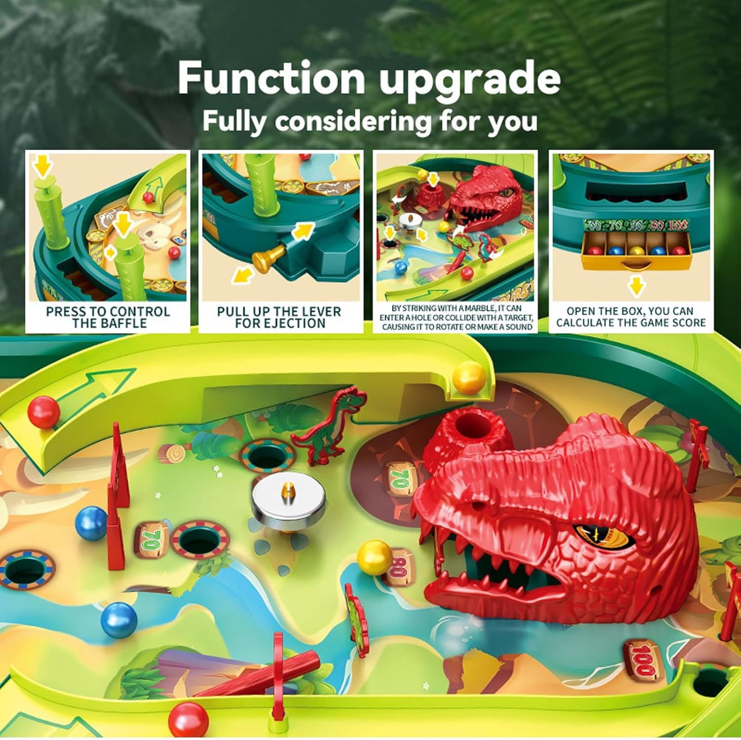 Tyenaza Dinosaur Pinball Machine, STEM Learning Tabletop Game for Family Gatherings and Kids Party Fun