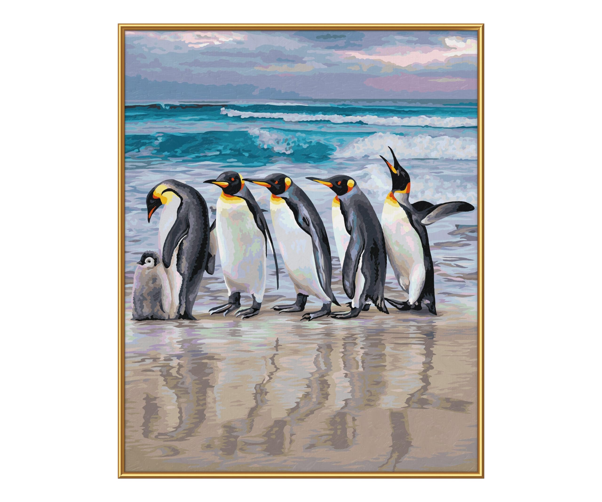 Schipper 609130887 Malowanie według numerów – pingwiny cesarskie – obrazy dla dorosłych, łącznie z pędzlem i farbami akrylowymi, 40 x 50 cm