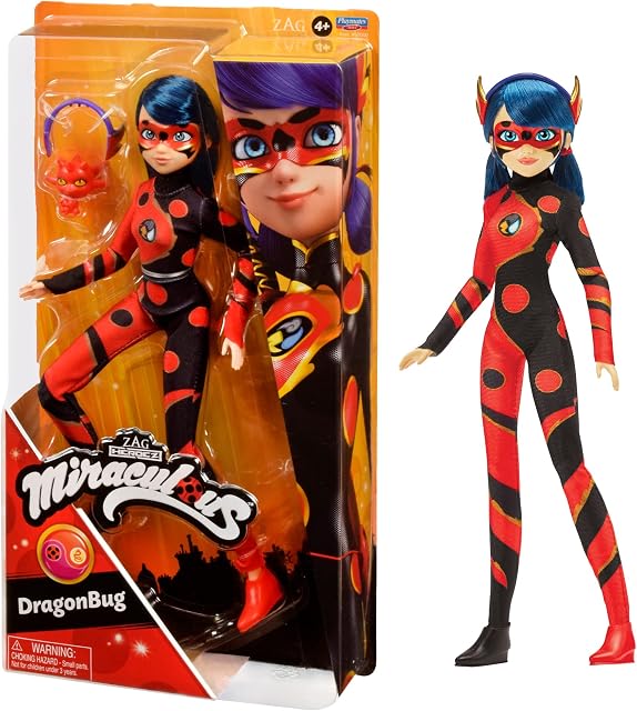 Miraculous Ladybug And Cat Noir Toys Dragon Bug Fashion Doll | 26cm Dragon Bug Doll With Accessories And Miraculous Kwami | Marinette Superhero Dragon Bug Figurine | Bandai Miraculous Dolls