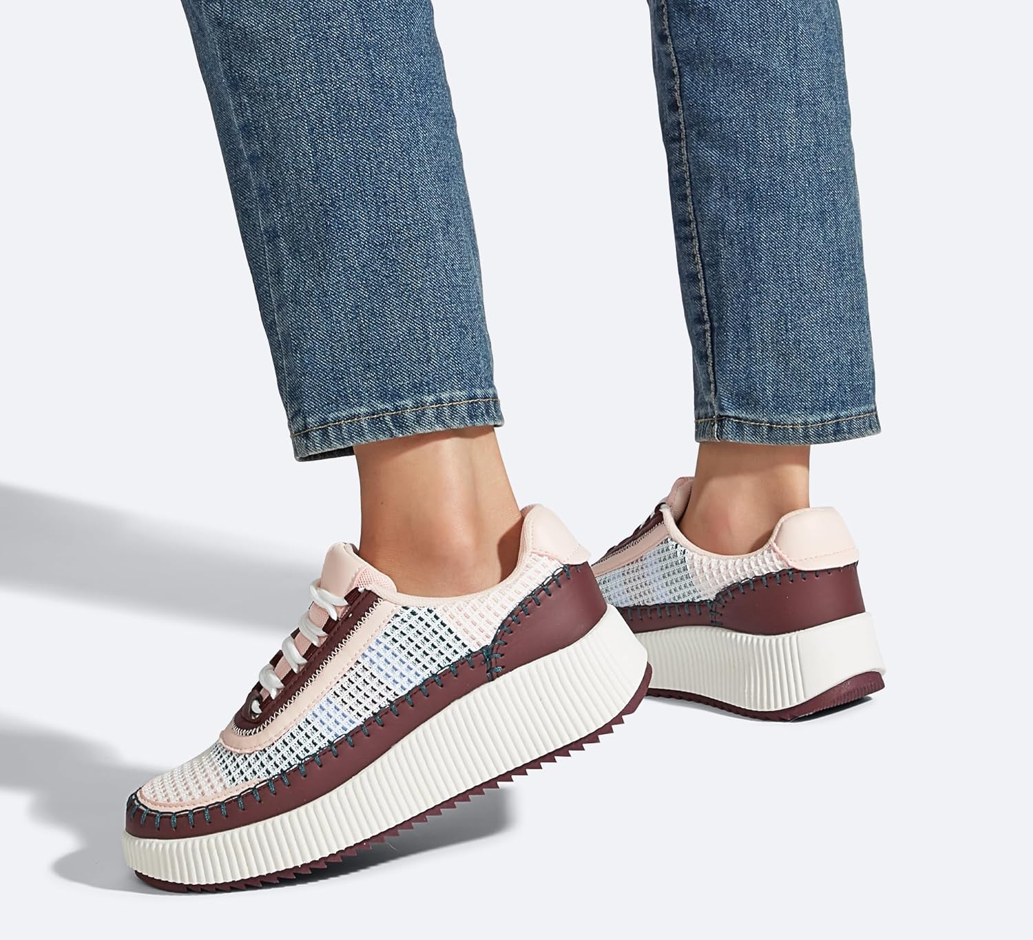 LUCKY STEP Women's Platform Sneakers Rhinestone Fashion Chunky Casual Sparkly Retro Braided Walking Shoes - Image 8