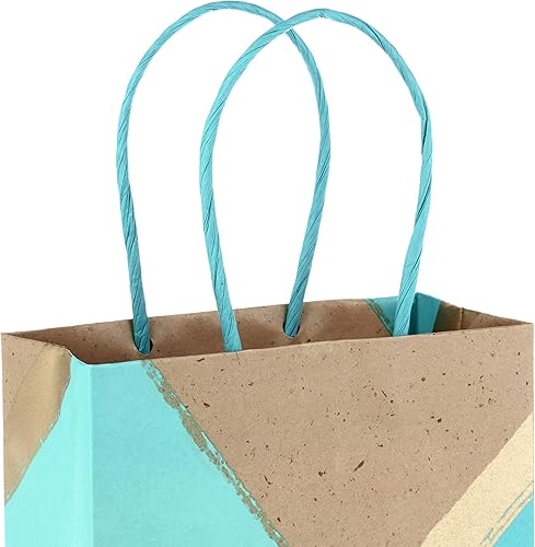 Miniatura 4 de Hallmark Bolsas de regalo pequeñas de papel de 6 pulgadas (paquete de 8 unidades, papel kraft, turquesa y menta) para Navidad, cumpleaños, bodas,