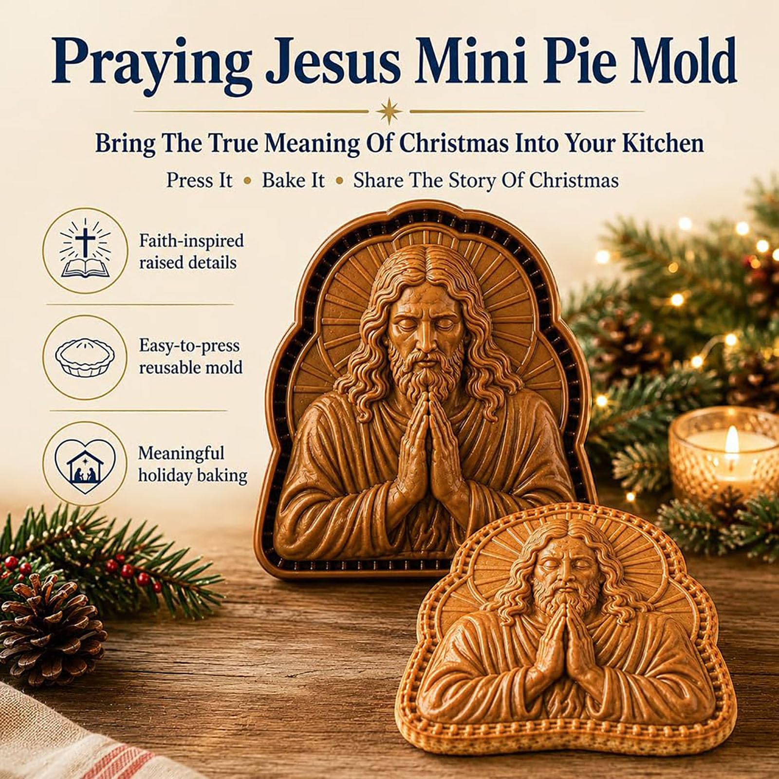 Moldes Para Mini Pasteles Navideños Con Motivos De Fe Y El Nacimiento (10P)