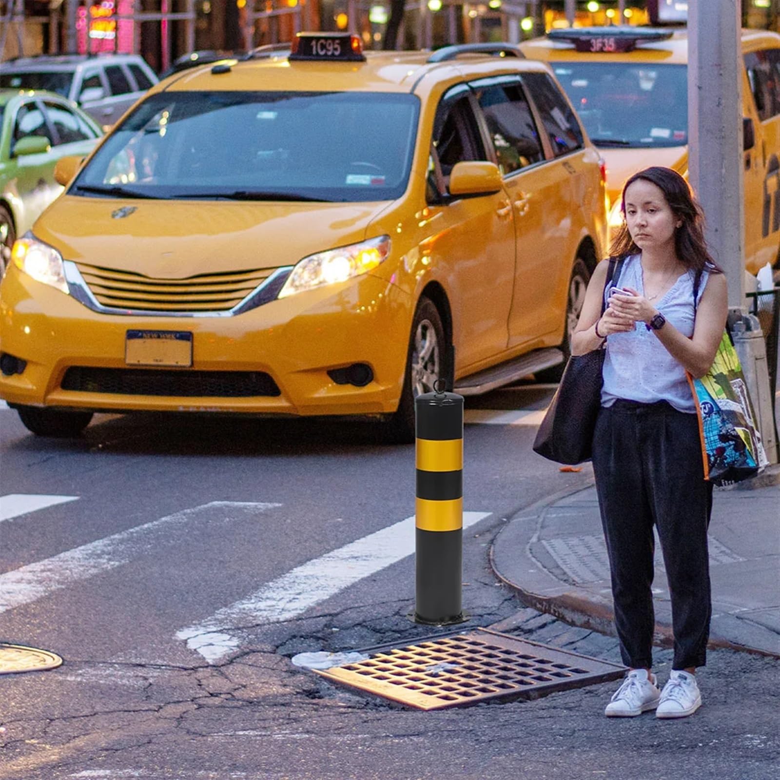 Bollard de Sécurité Poteaux d'avertissement Barrières de stationnement Cônes de signalisation Allée Cônes de Construction en Acier Inoxydable Borne de sécurité