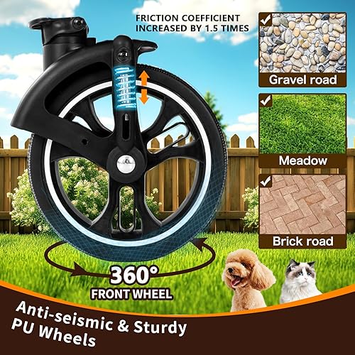 Miniatura 4 de Ingborsa Cochecito para mascotas 3 en 1, plegable, ligero, con transportador desmontable y cesta de almacenamiento, cochecito de viaje de 4 ruedas