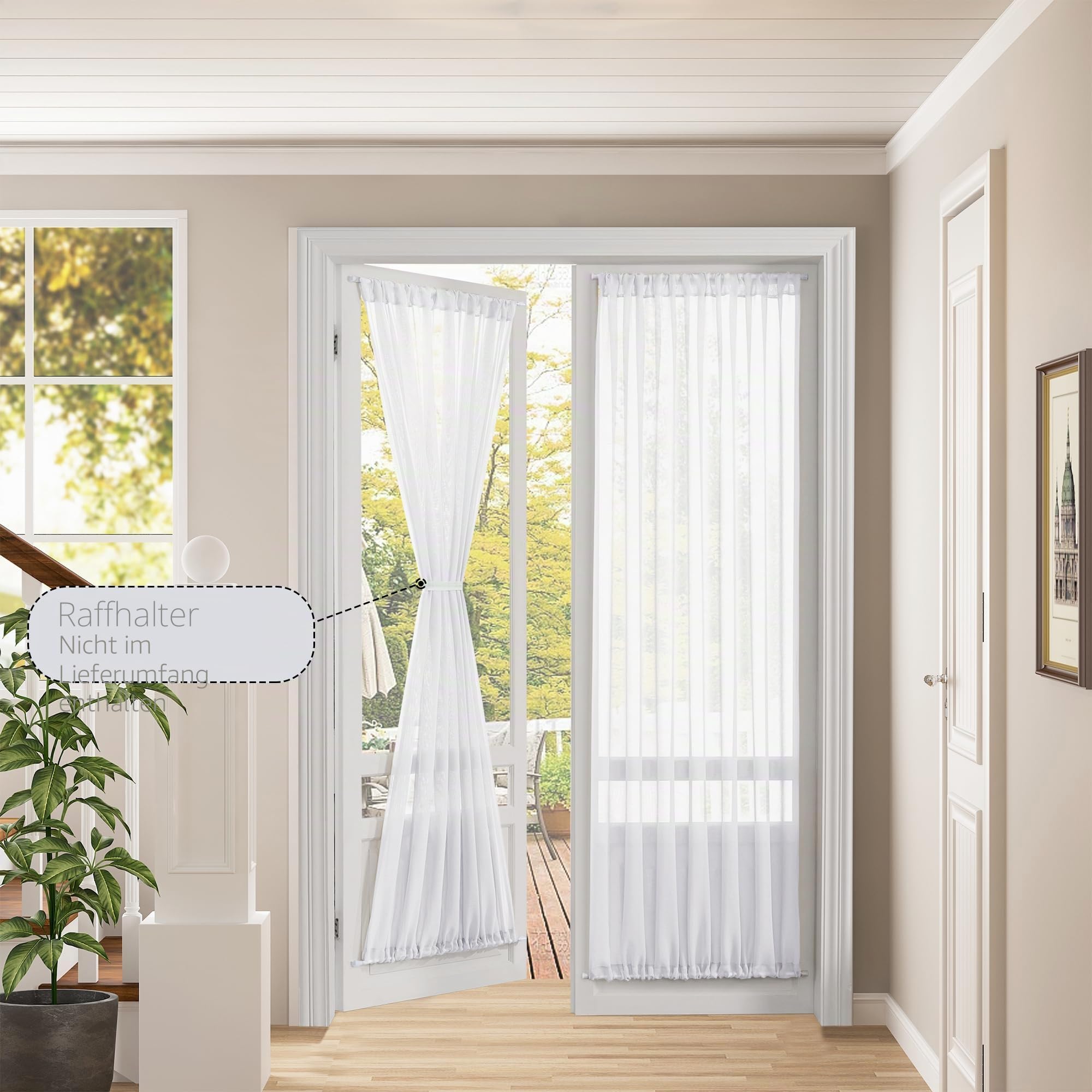 Tollpiz Durchsichtiger Türvorhang, Leinenstruktur, durchscheinend, lichtfilternd, Voile, Terrasse, Glastür, Stangentasche, französische Tür, 137,2 x 183,9 cm lang, Weiß, 1 Stück, sdsgdlwhite5472