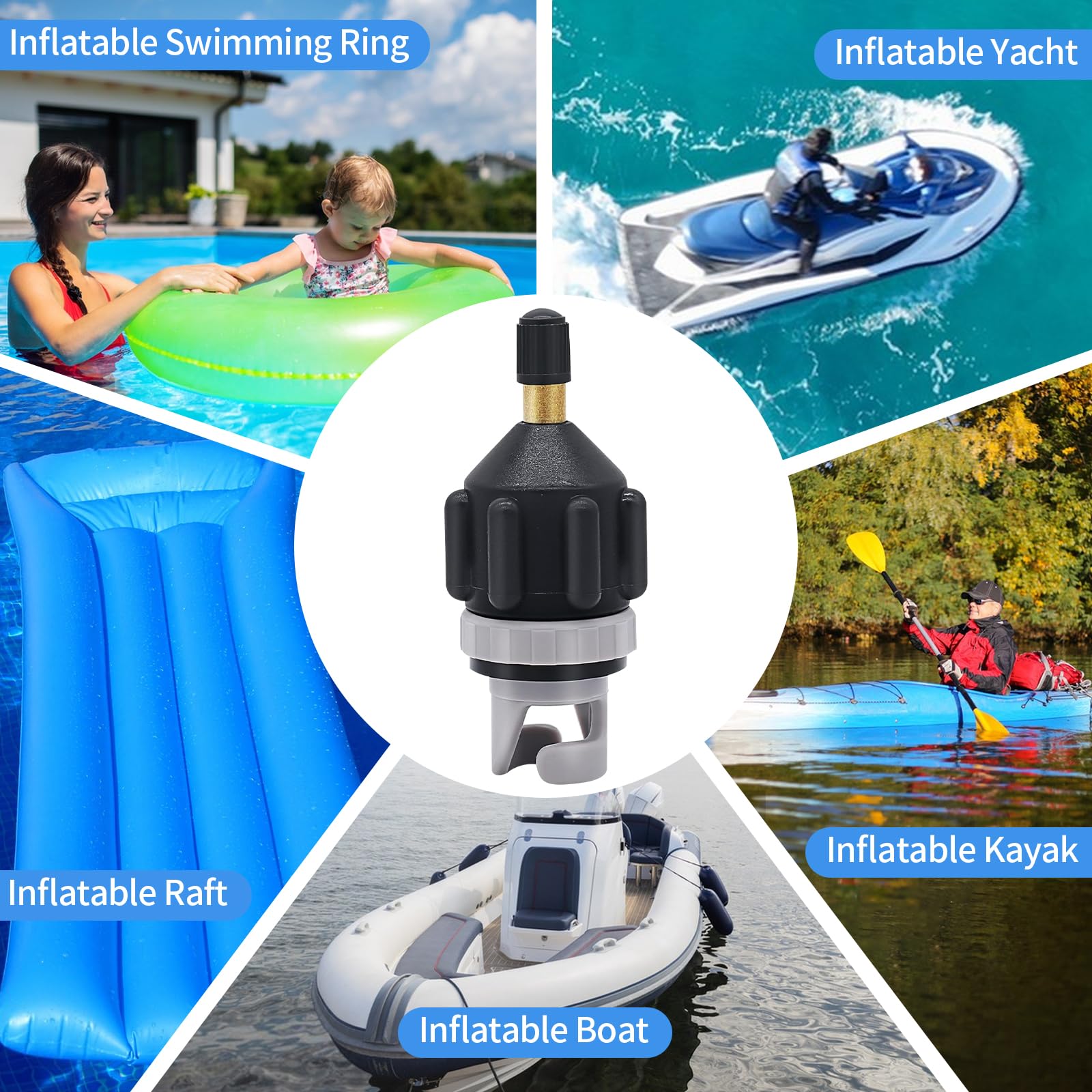 Adaptador Bomba de Aire para Paddle Surf con 4 Boquillas Tipo 1