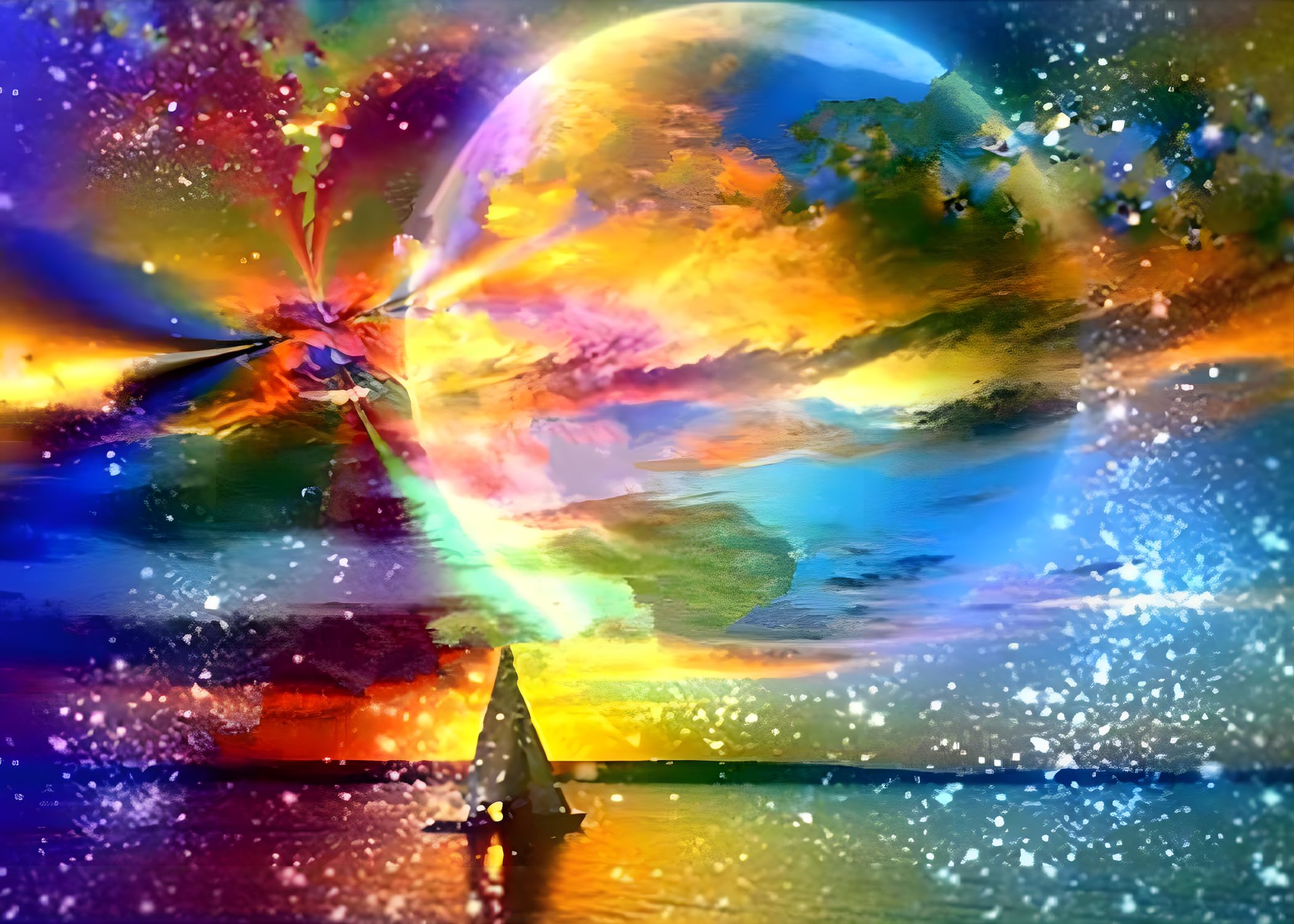 MXJSUA DIY 5D Diamond Painting by Number Kit Full Round Drill Diamond Painting Kits for Adults, 5D Diamond Arts Kits Adults Diamond Picture Art Craft Home Wall Decor Colored Moon Starry Sky 30x40cm