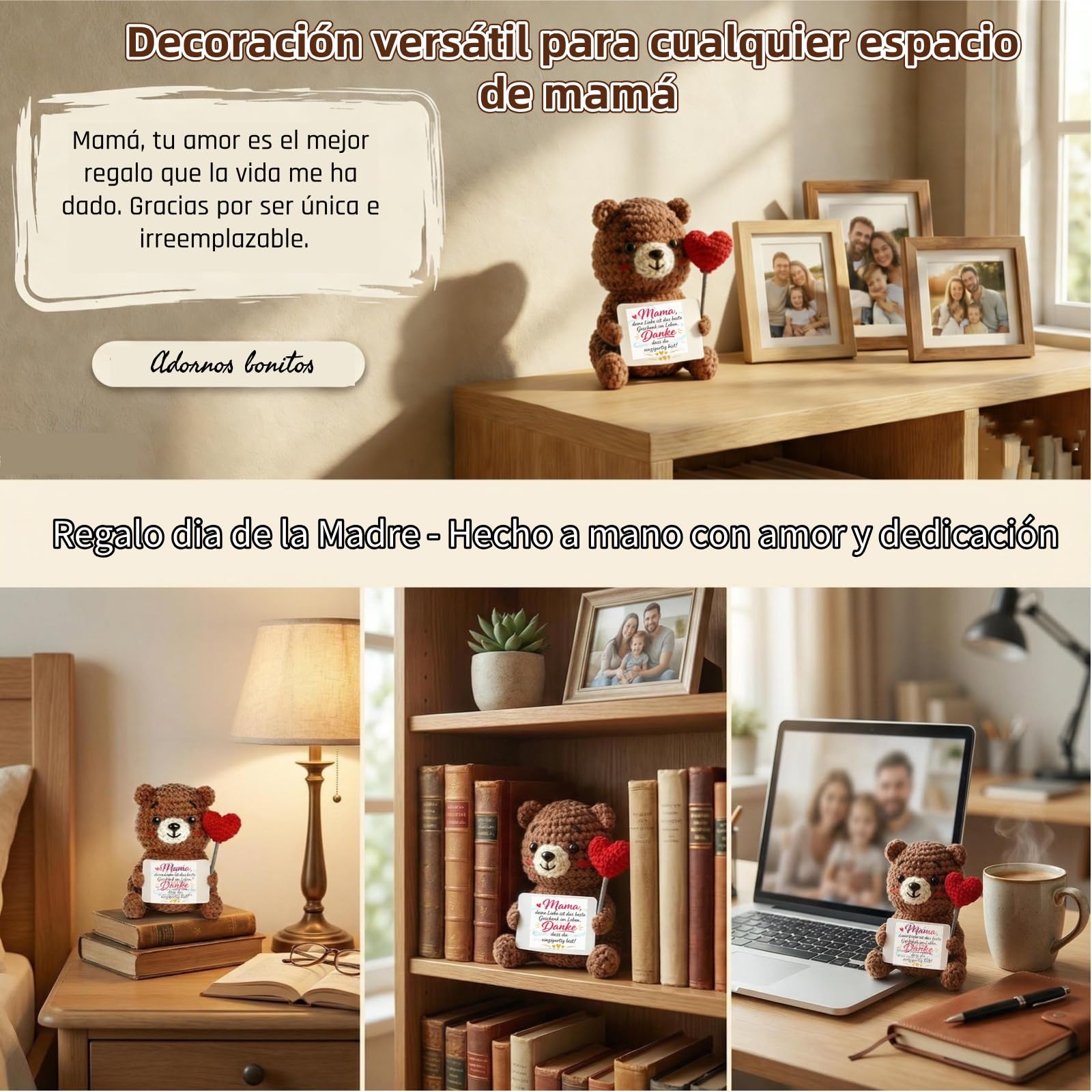 Gkmamrg Regalo Dia de la Madre - Oso Positiva Regalo Mama, Oso Hechas a Mano - Regalo Mamá cumpleaños - Gifts for Mom — view 8