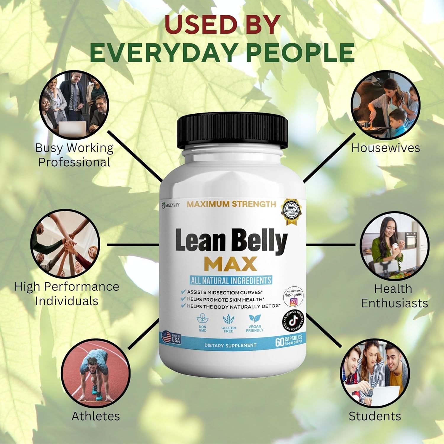 Lean Belly Max Natural Supplement, 60 Capsules, 30-Day Supply, All Natural Ingredients, Non-GMO, Gluten Free (2)