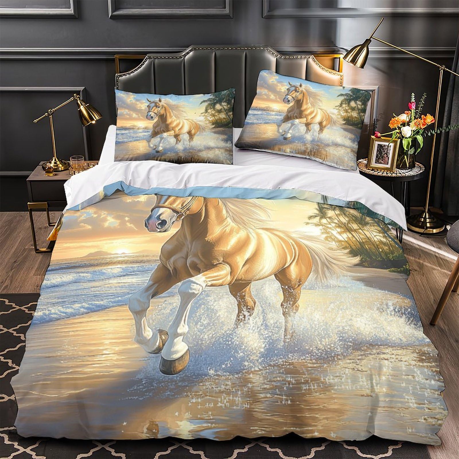Drap de couette 3D imprimé grand format en microfibre haute résistance pour lit 2 personnes
