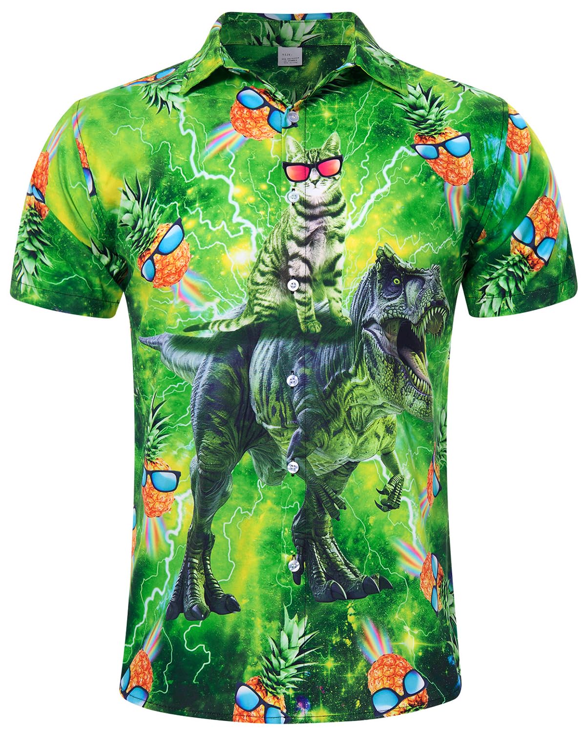 uideazone Mens Funny Hawaiian Shirts 3D Graphic Button Down Short Sleeve Tropical Holiday Beach Aloha Shirt