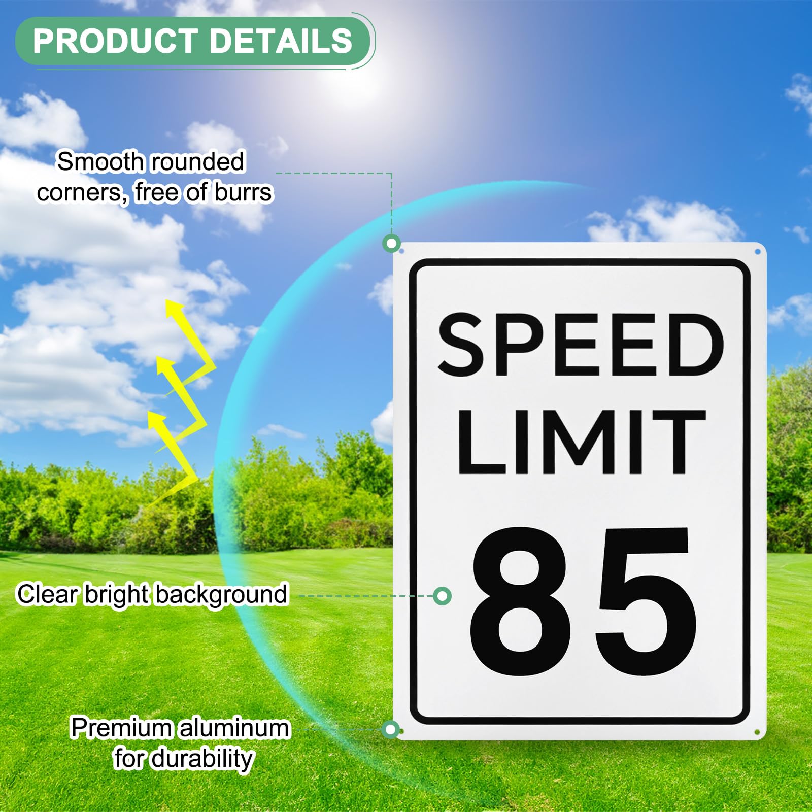 M METERXITY 2-Pack Speed Limit 85 MPH Sign - Image 2