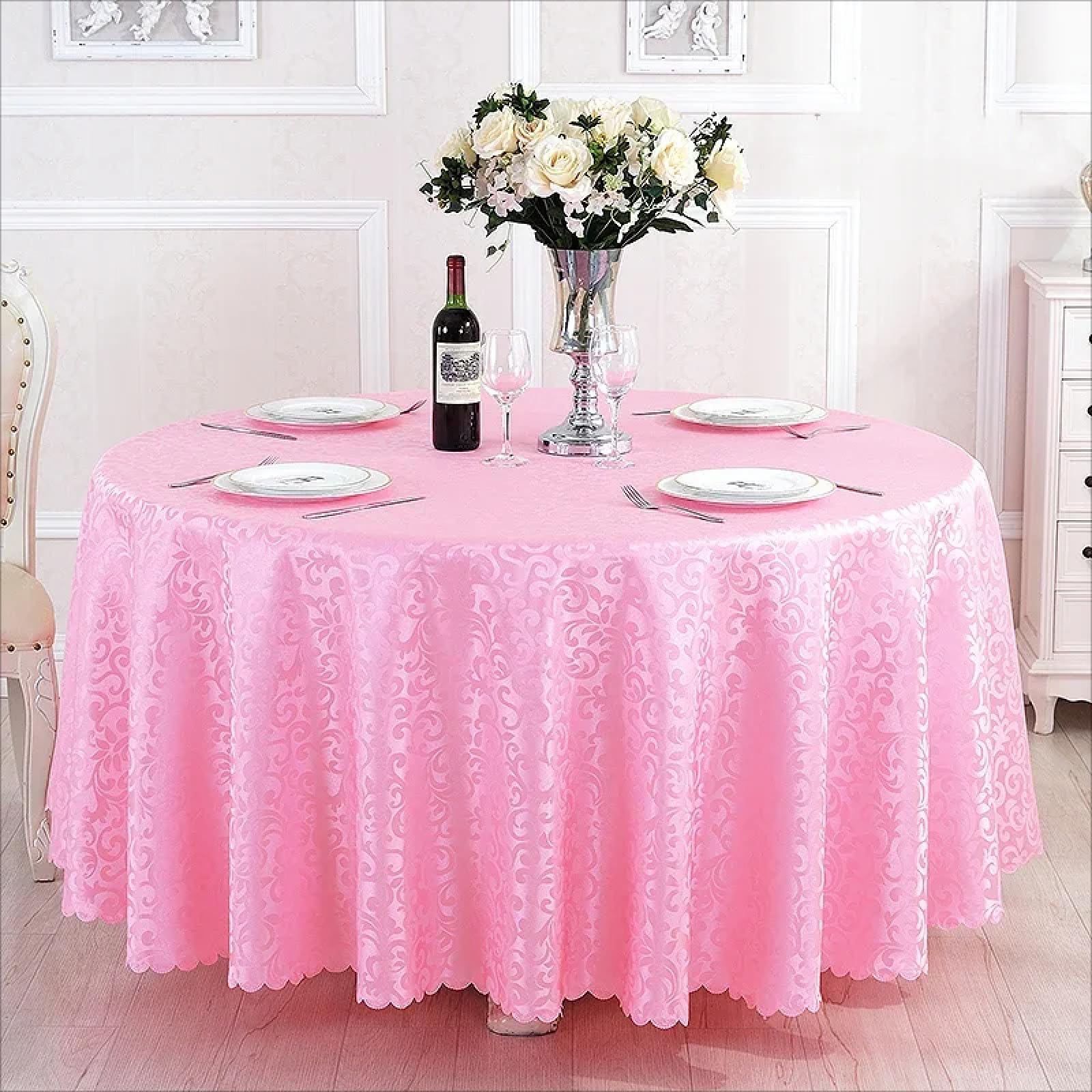 Nappe jacquard de table ronde imprimée pour décoration d'hôtel
