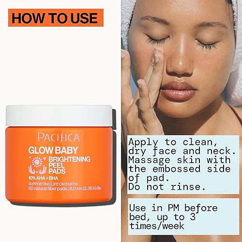 Miniatura 12 de Pacifica Beauty, Glow Baby - Almohadillas exfoliantes para bebés, 10% AHA y BHA, 60 unidades, ilumina y exfolia, para todo tipo de piel, sin