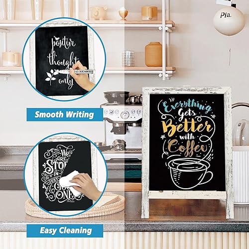 Miniatura 3 de 4 THOUGHT Letreros pequeños de pizarra de mesa para alimentos, 9.5 x 14 pulgadas, mini pizarra magnética de madera con soporte para niños,
