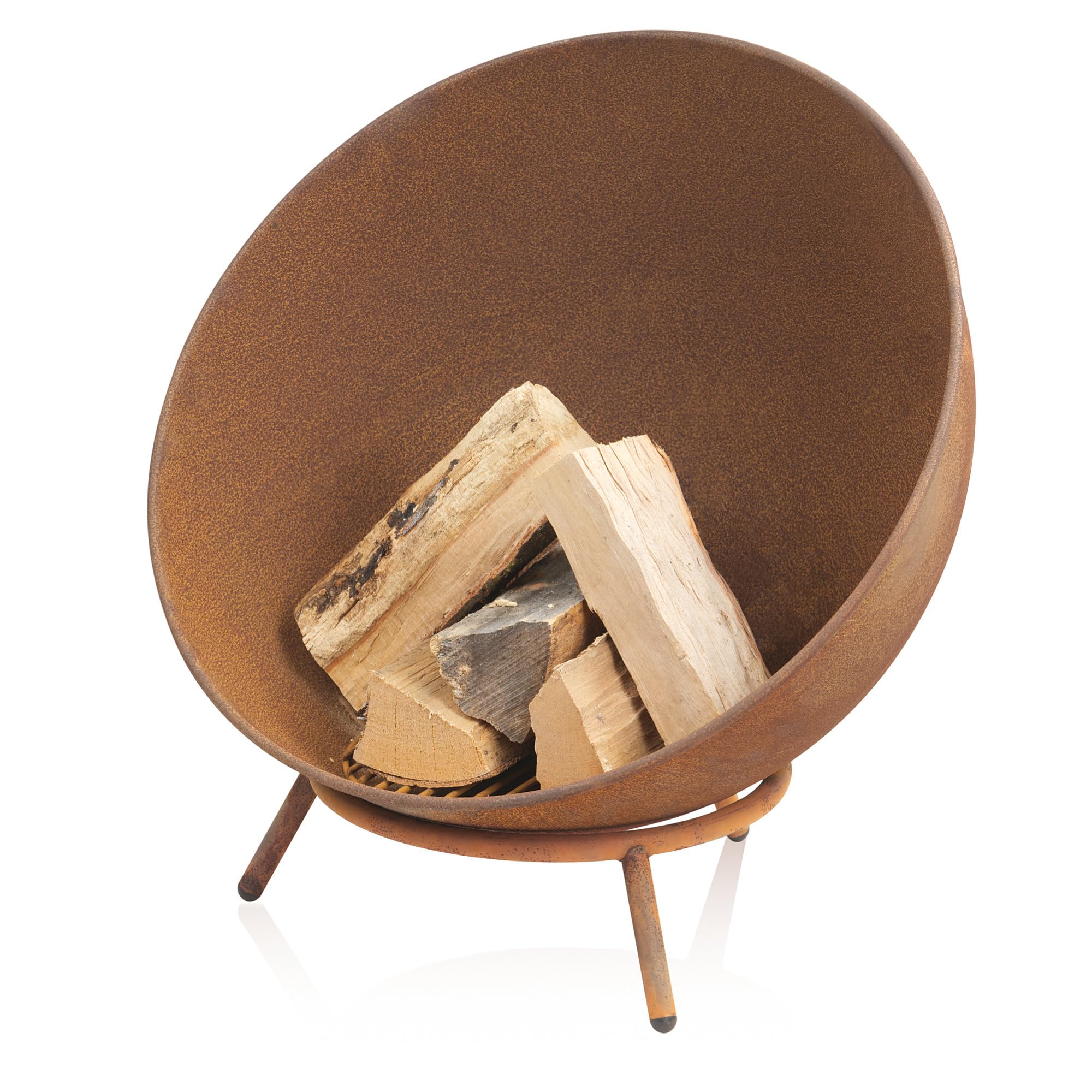 BBQ-Toro Brasero de Acero de Ø 60 cm | Acabado Oxidado | Cuenco de Fuego Inclinable con 3 Patas | 3 en 1 Cuenco de Fuego para Jardín, Camping y Terraza | Hoguera, Cuenco de Barbacoa, Chimenea Exterior