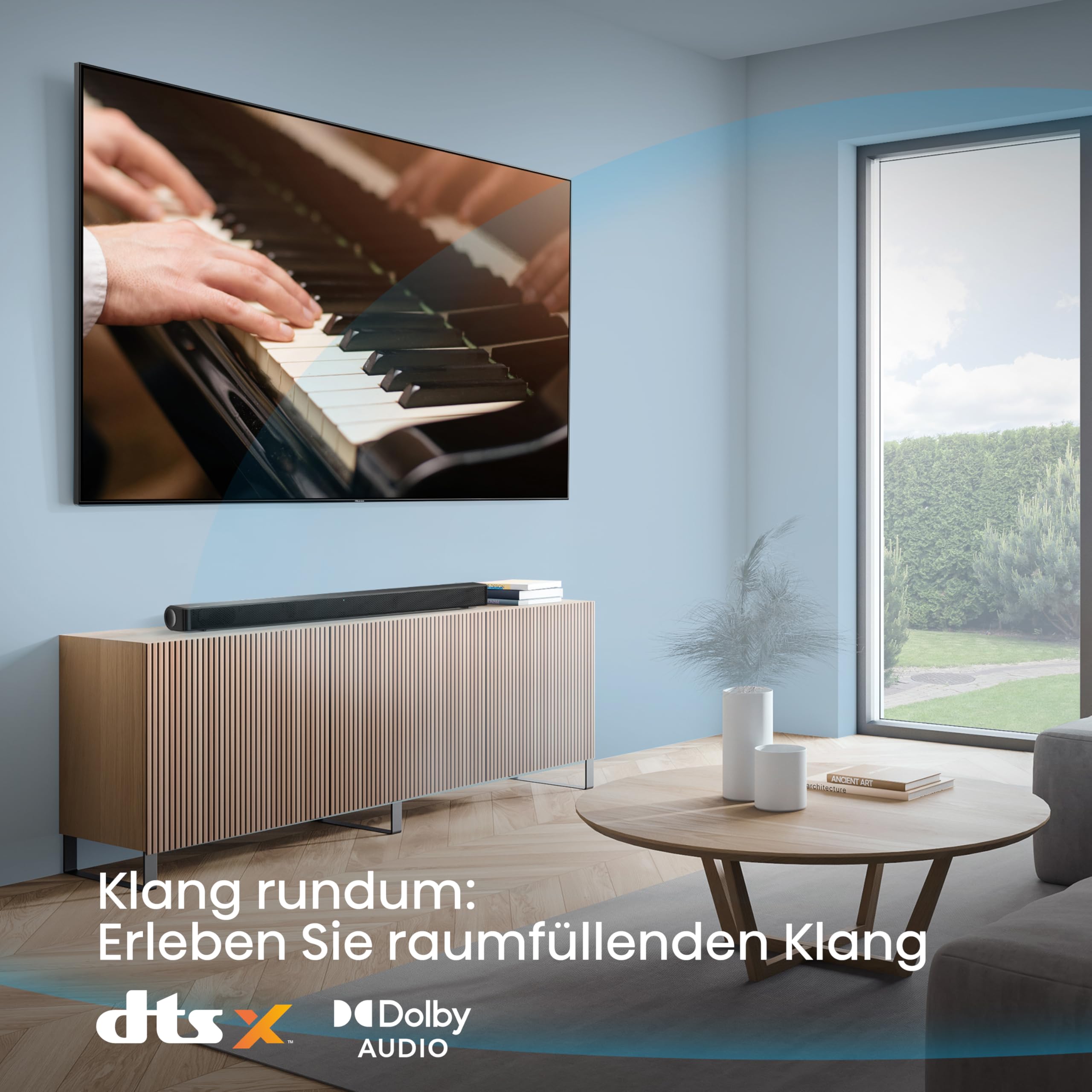 Hisense HS205G 2.0 Kanal Soundbar, 120 Watt, DTS Virtual: X, Bluetooth 5.0, HDMI Arc, USB, Optisch, Equalizer, Wandmontage möglich, schwarz