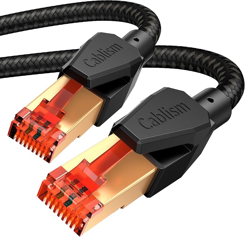3FT-2Pack Cat 8 Ethernet Cable Short Network 40Gbps 2000Mhz OFC/TU1-S/FTP | 6FT 10FT High-Speed Gold Plated RJ45 Gigabit Patch Cords black round Compatible with Cat 7/6/5 Routers, Monitor, Modems