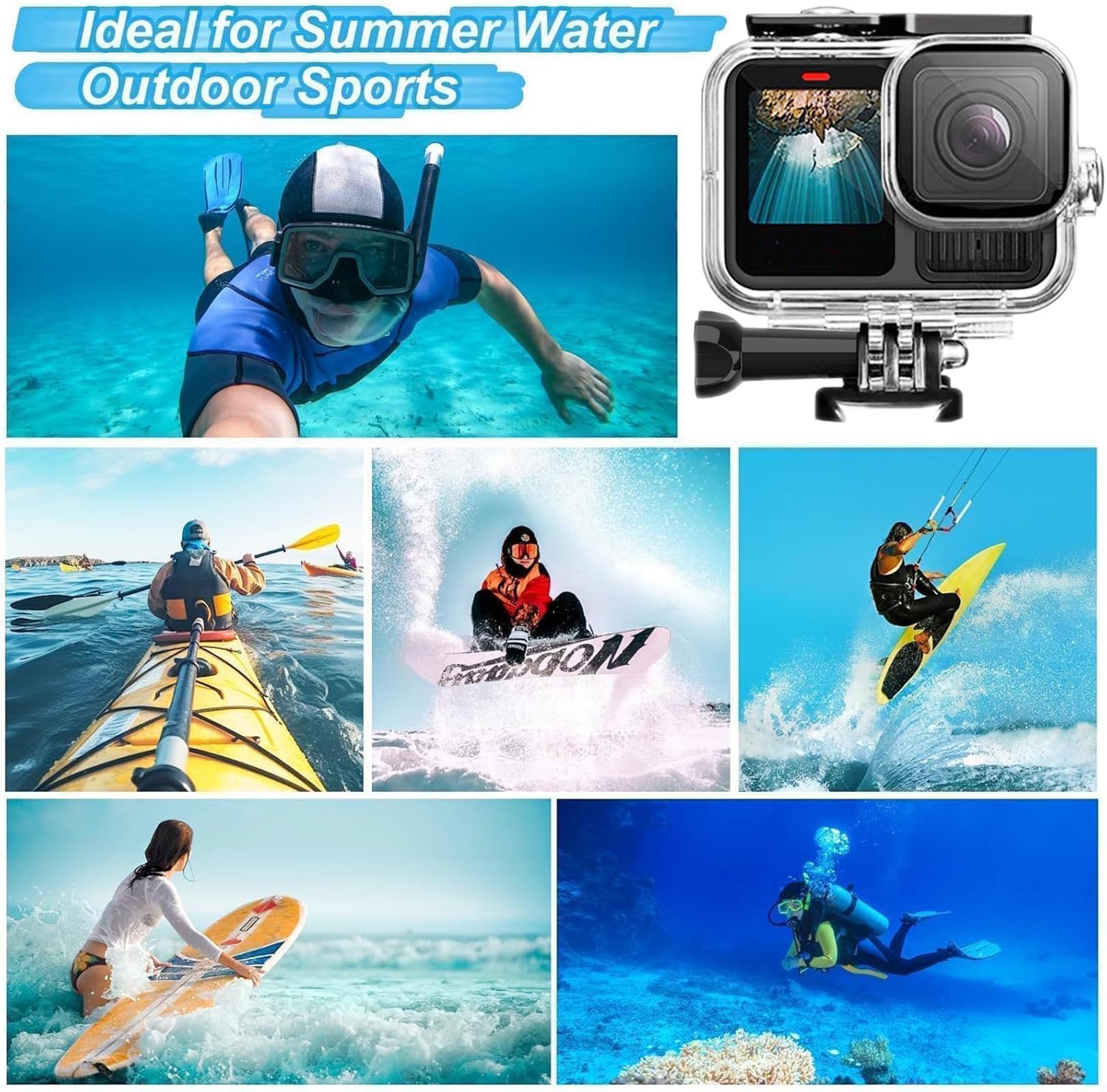 Zubehöre Kit für Gopro Hero 13 Wasserdicht Tauchgehäuse Unterwasser Schwimmender Handgriff 2X Glasfolien Displayschutz Rotfilter Silikon Schutzhülle mit Objektivabdeckung Anti-Fog-Einsätze
