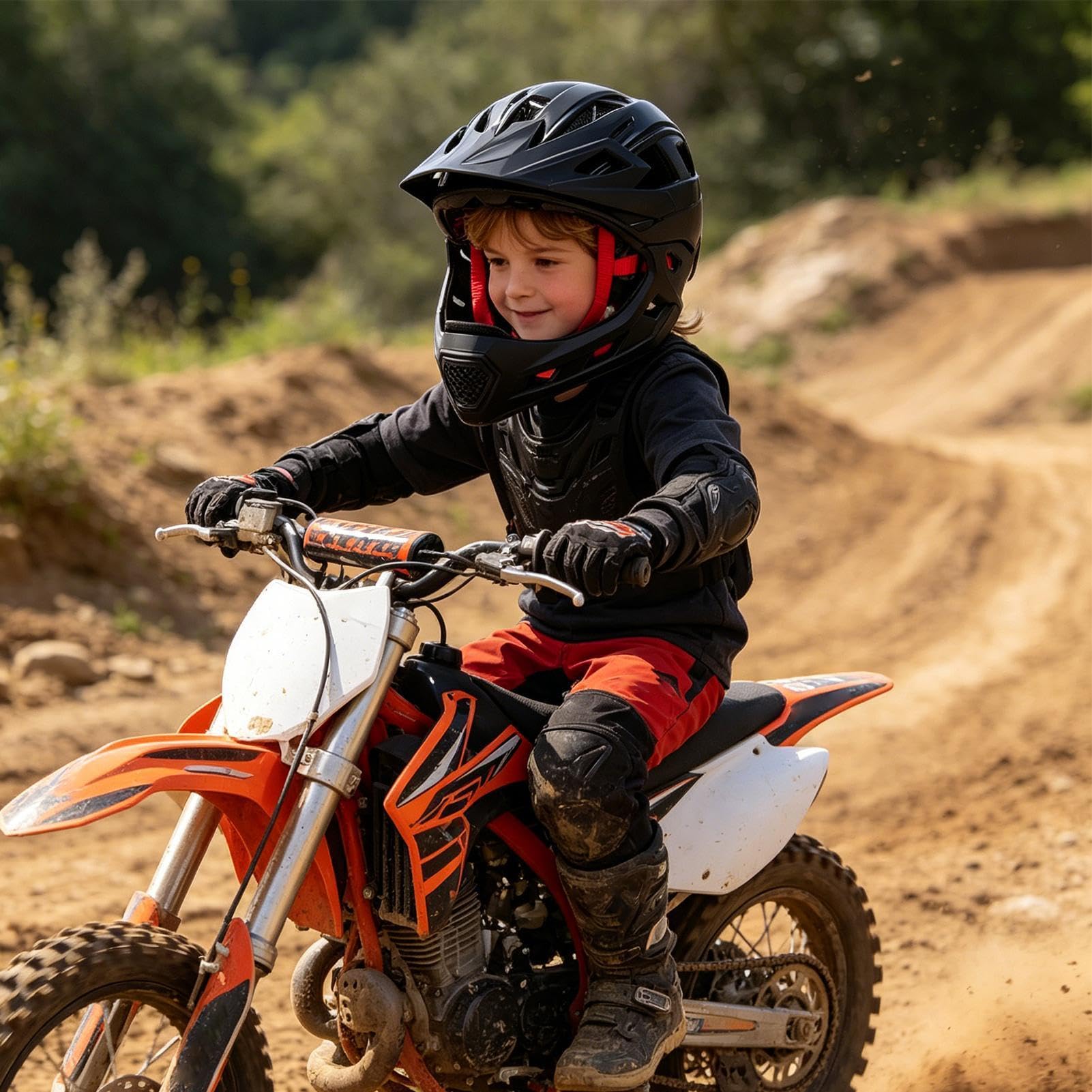 Casco da motocross per bambini con protezione integrale rimovibile | Casco da motocross leggero per bambini, per attività all'aperto, skateboard, monopattino, pattinaggio in linea e ciclismo