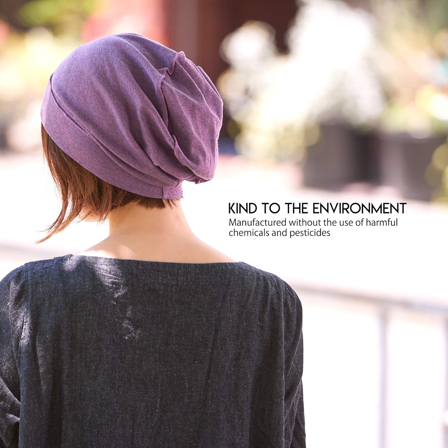 CHARM Mens Slouch Beanie Hat - Womens Organic Cotton Hipster Chemo Slouchy Cap - Image 8