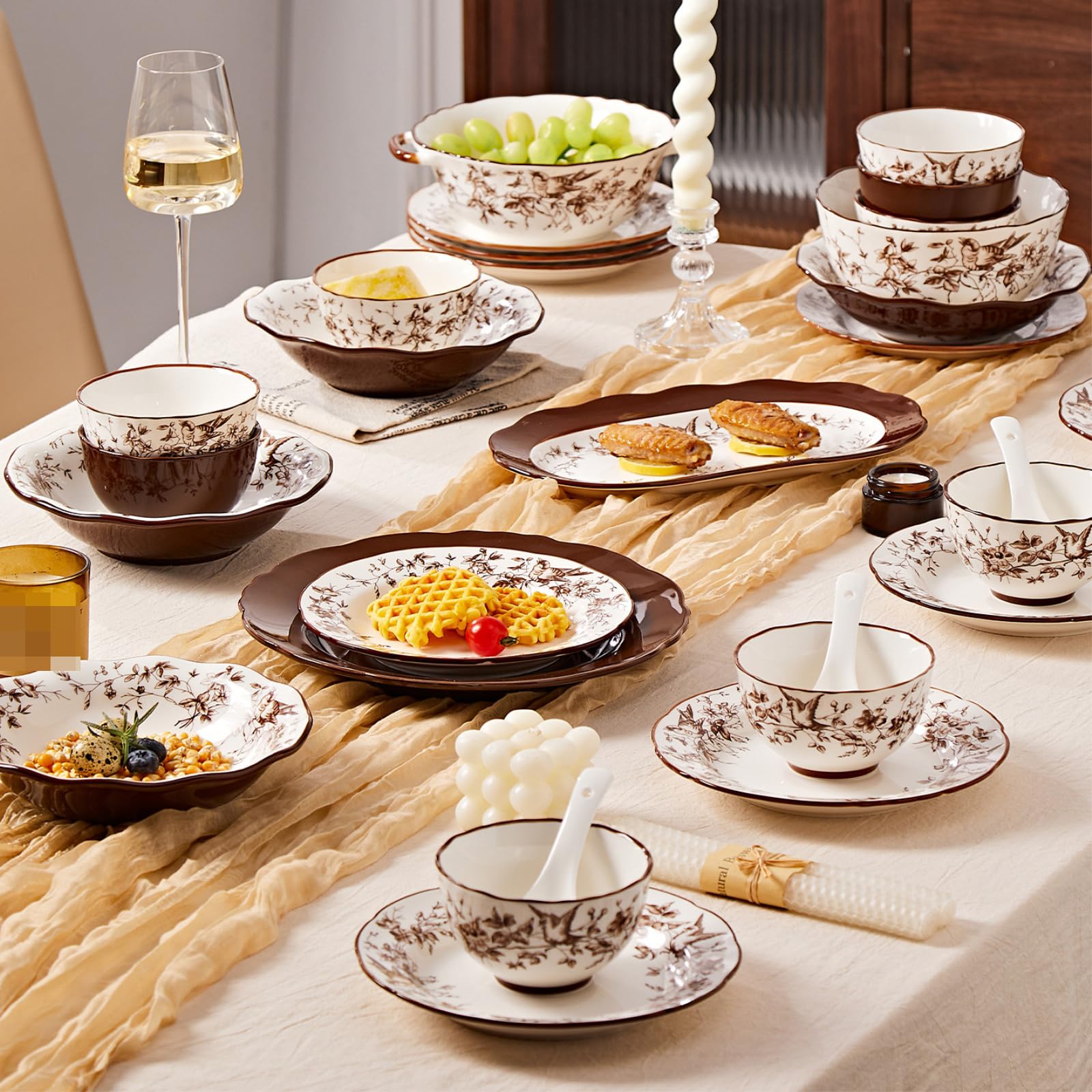 Retro Home Keramik-Schüssel-Set, einfache Persönlichkeit, 22,9 cm, binaurale Schalen, 1 Stück