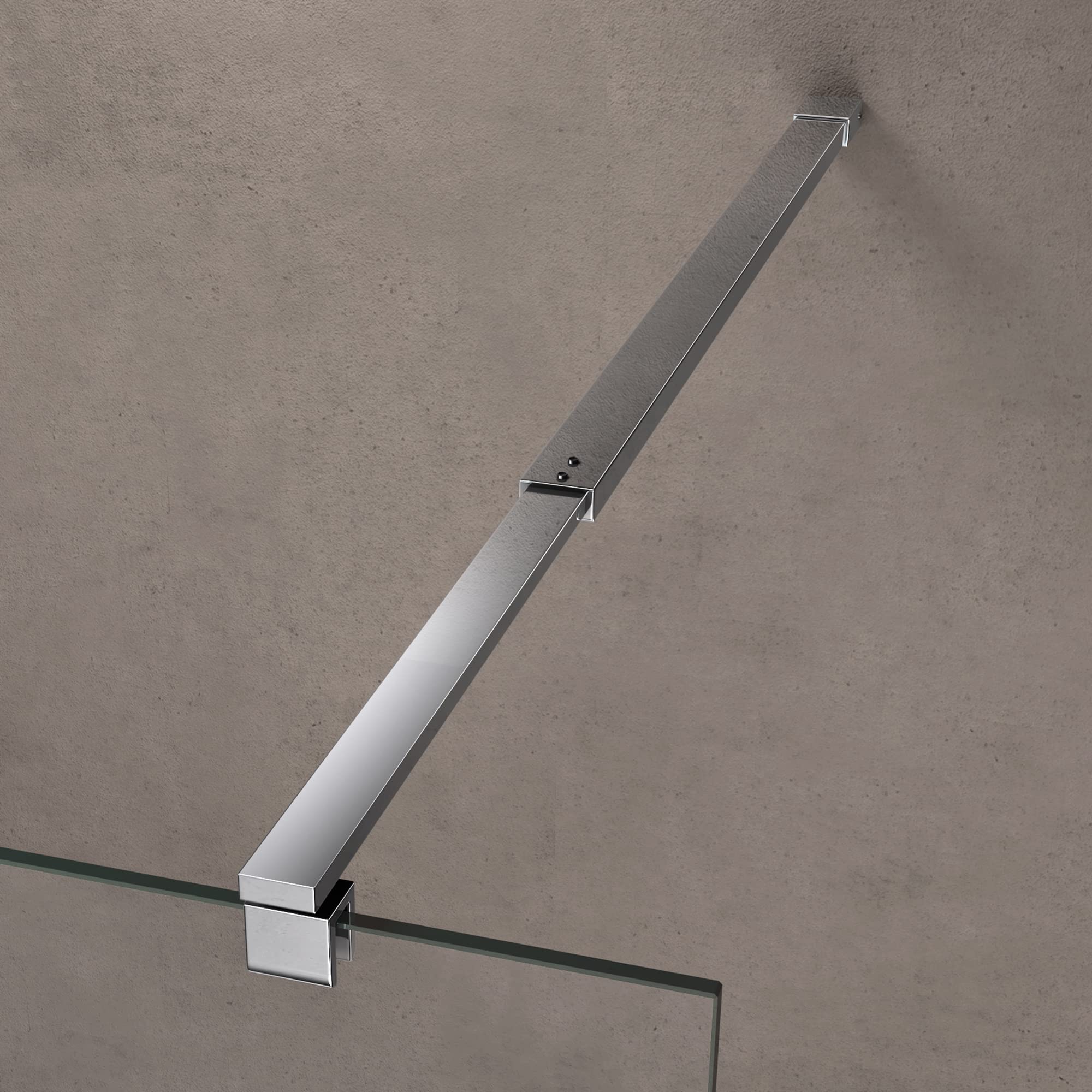 doporro Walk In Parete Doccia 50x200 cm Vetro 10mm Temperato Anticalcare Striscia Satinata Opaca con Barra Stabilizzatrice regolabile da 70-120cm Profilo Cromato Bremen02MS
