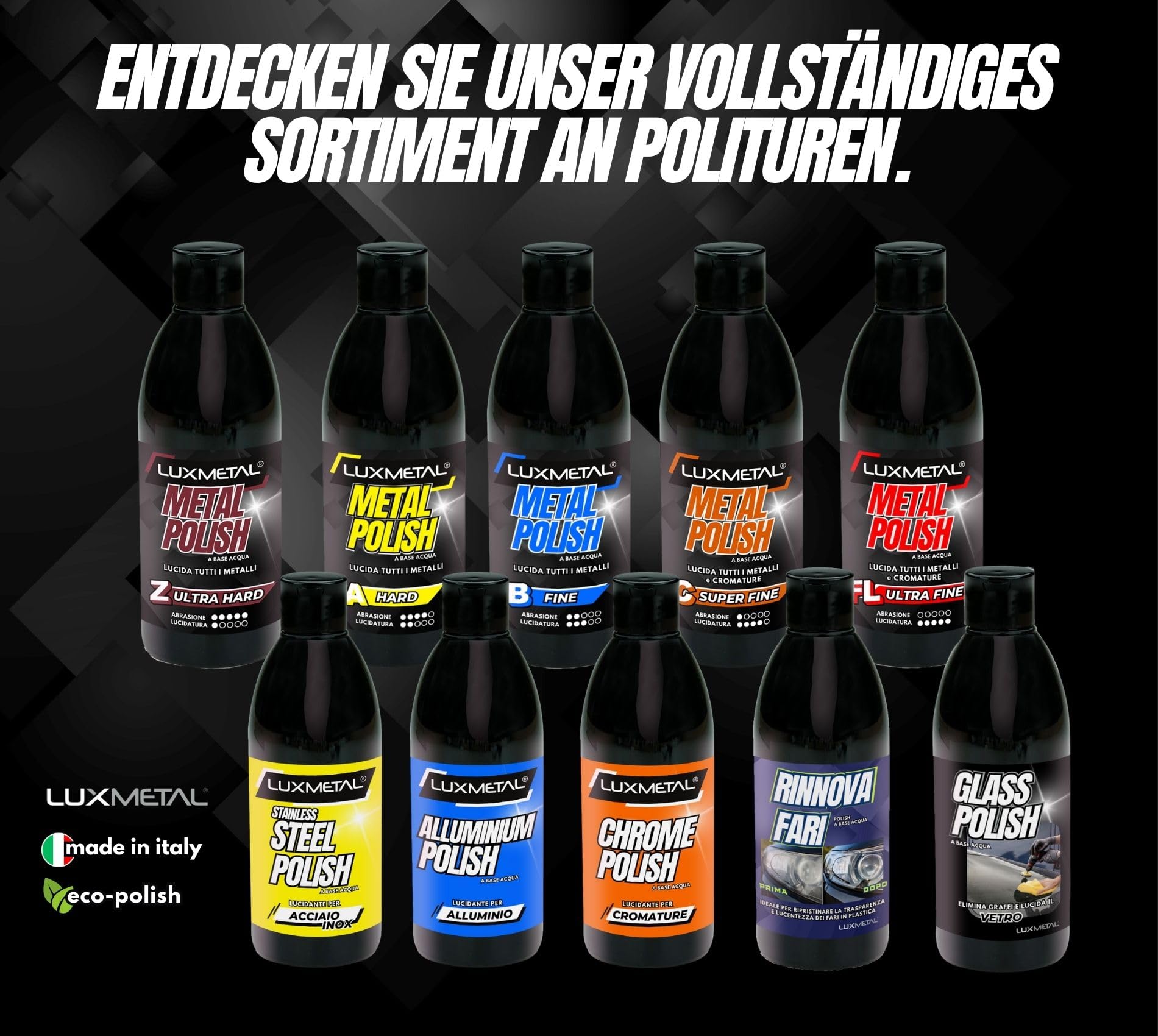 Lux Metal – Aluminium-Poliermittel für Aluminiun 1KG Schleifpaste Polieren Aluminiumoberflächen Leichtmetalllegierungen beseitigt Oxidkratzer Poliert reinigt karosserien Motorrad Boot Fahrradfelgen