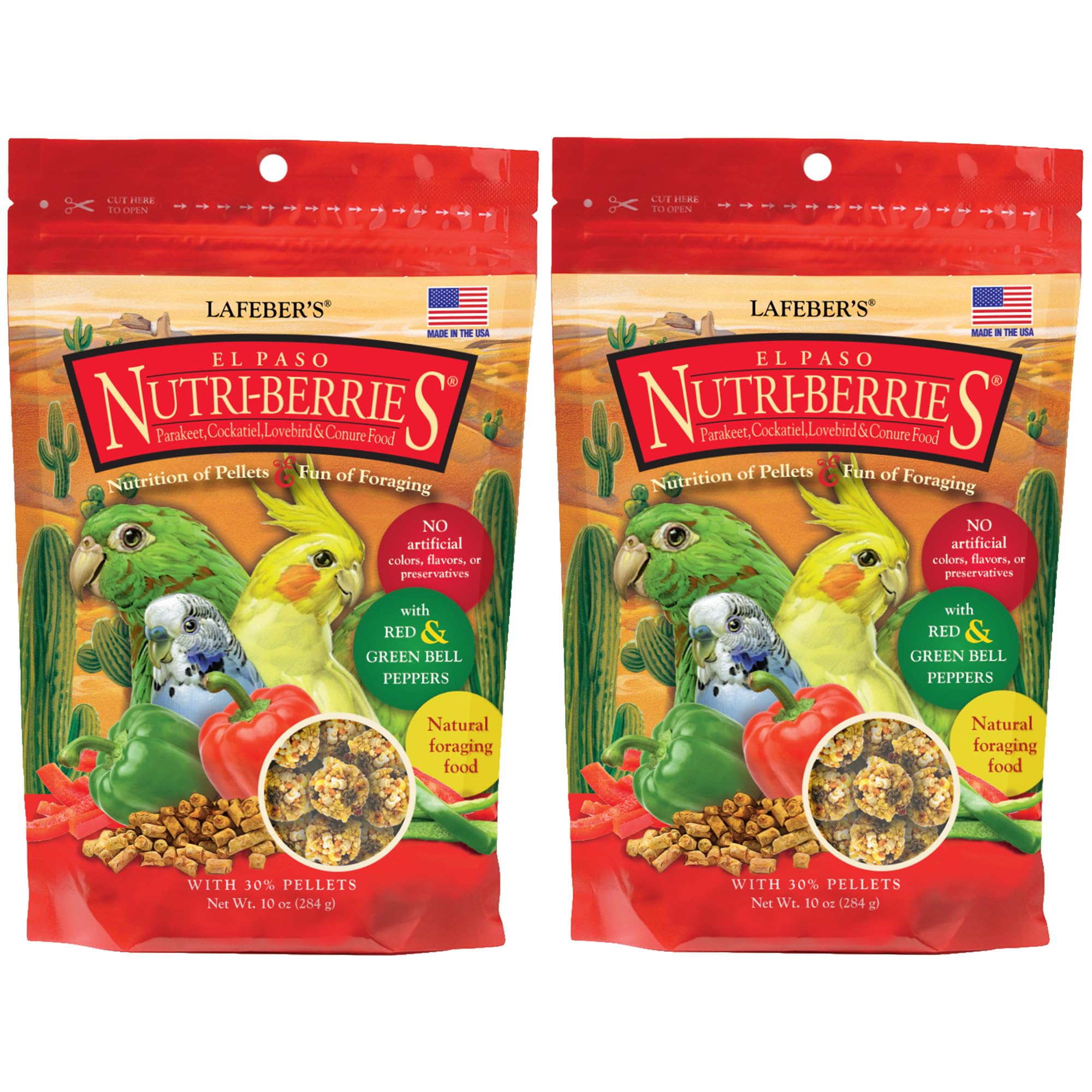 El Paso Nutri-Berries Pet Bird Food, Made with Non-GMO and Human-Grade Ingredients, for Small Birds, 10oz (Pack of 2)