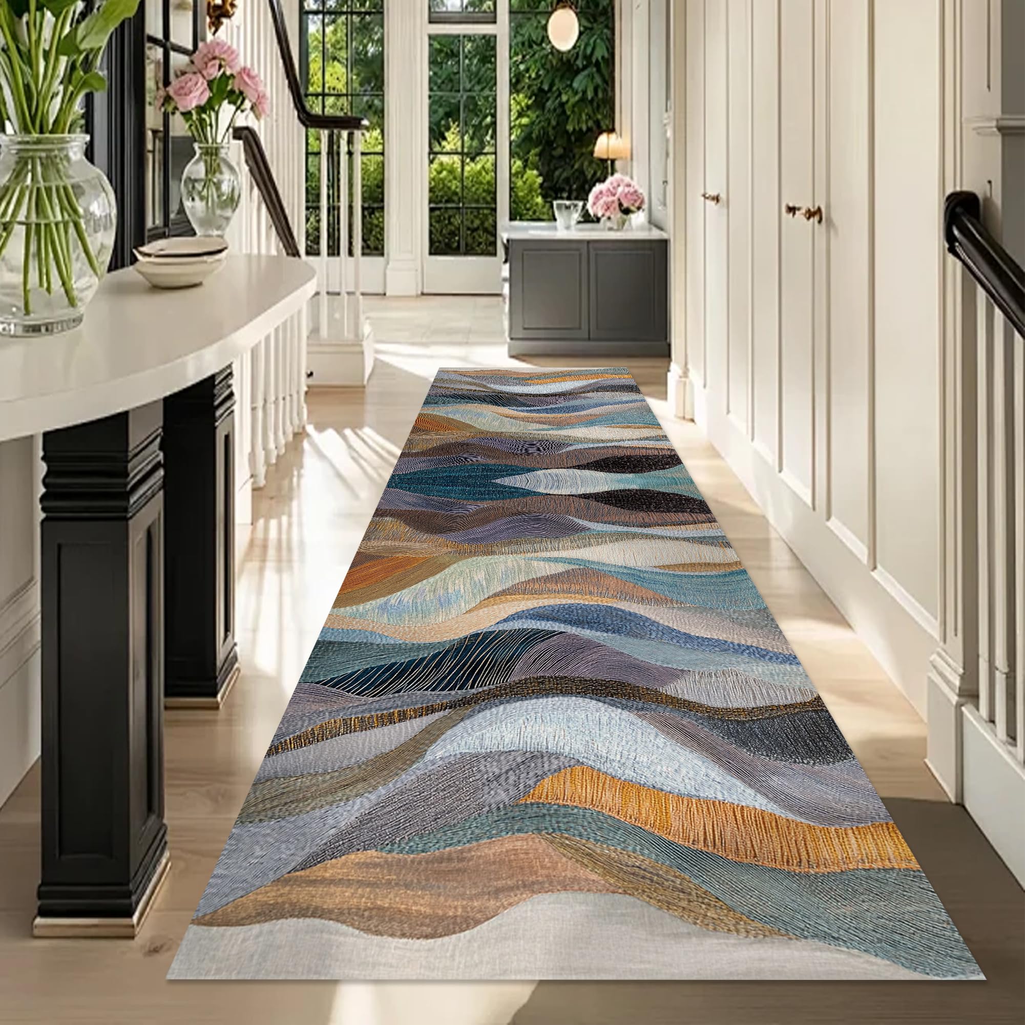 Alfombra de pasillo de 80x200 cm duradera con reverso antideslizante lavable