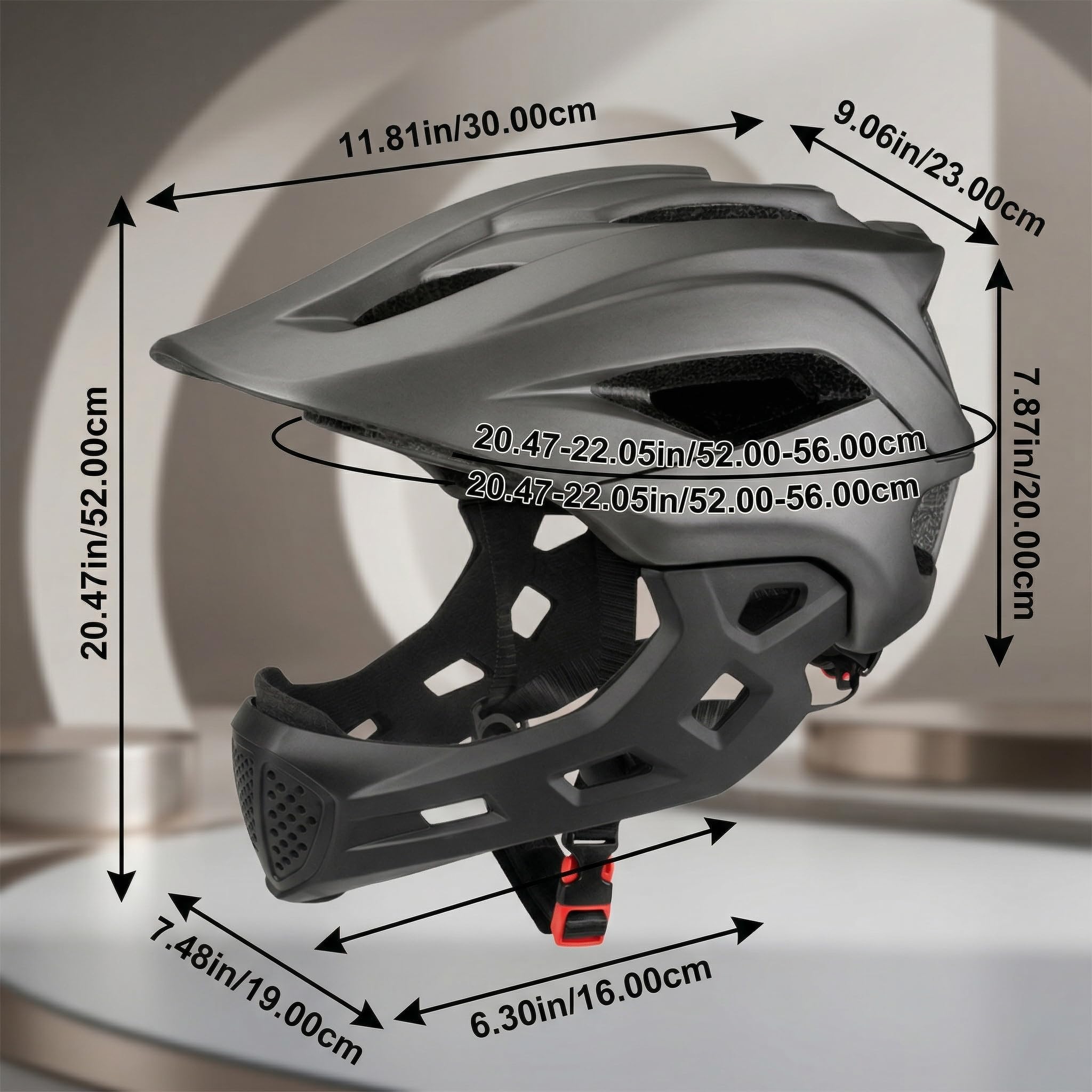 Integral-Fahrradhelm für Kinder, Leichter, Verstellbarer Kinder-Integral-Schutzhelm mit Abnehmbarem Kinnschutz, Schutzausrüstung für Mountainbike, Skateboard, Roller