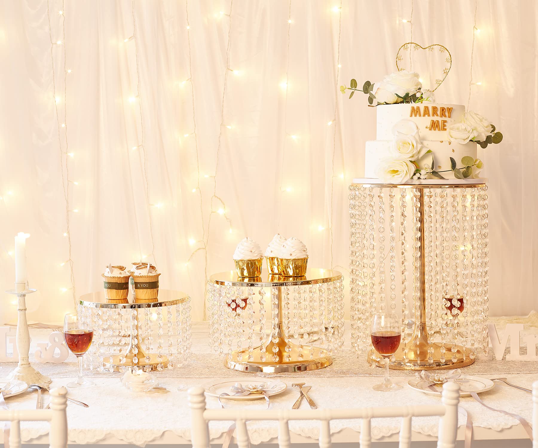 2er-Set Kuchenständer Aus Metall – Goldfarben, Rund, Ø 40,6 Cm & 35,6 Cm, Höhe 7,1 Cm, Für Hochzeit & Party